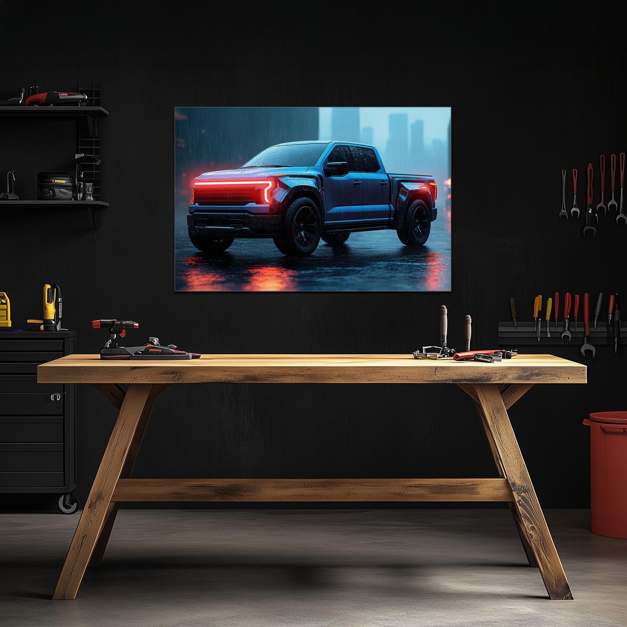 Pickup Truck Neon Wall Art – UV Printed LED Plexiglass Sign for Garage or Workshop Decor | Car Enthusiast Gift | Free Shipping - STAND OUT FLEXSARAH