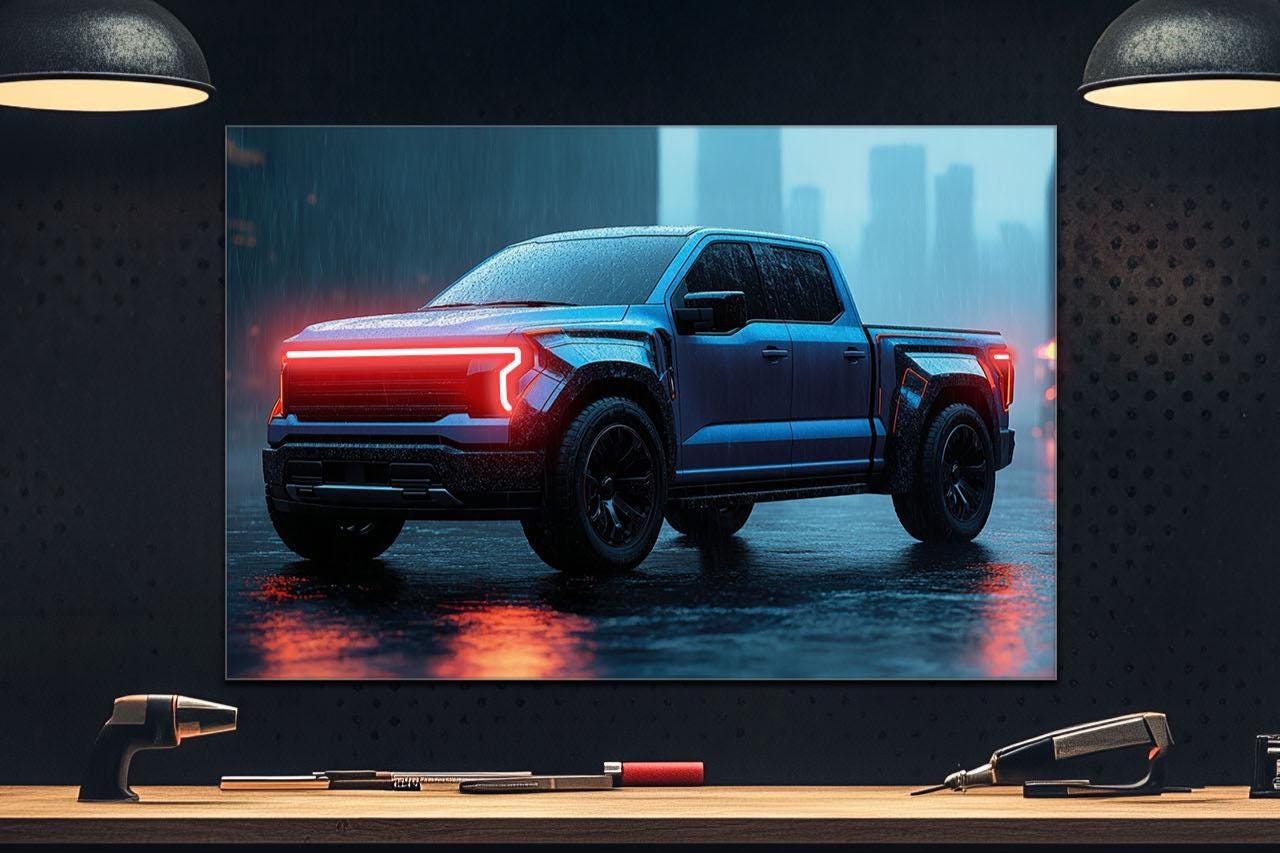 Pickup Truck Neon Wall Art – UV Printed LED Plexiglass Sign for Garage or Workshop Decor | Car Enthusiast Gift | Free Shipping - STAND OUT FLEXSARAH