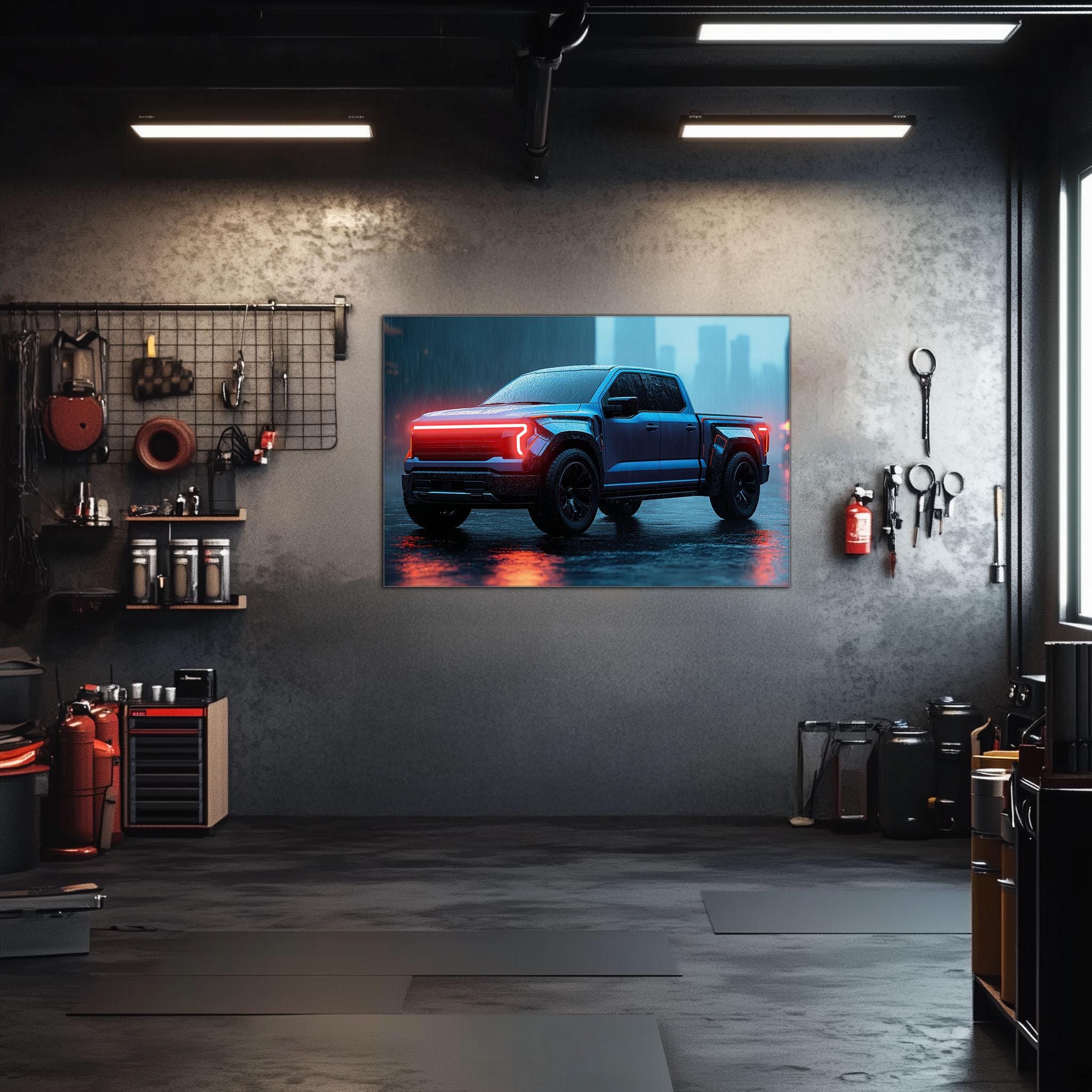 Pickup Truck Neon Wall Art – UV Printed LED Plexiglass Sign for Garage or Workshop Decor | Car Enthusiast Gift | Free Shipping - STAND OUT FLEXSARAH