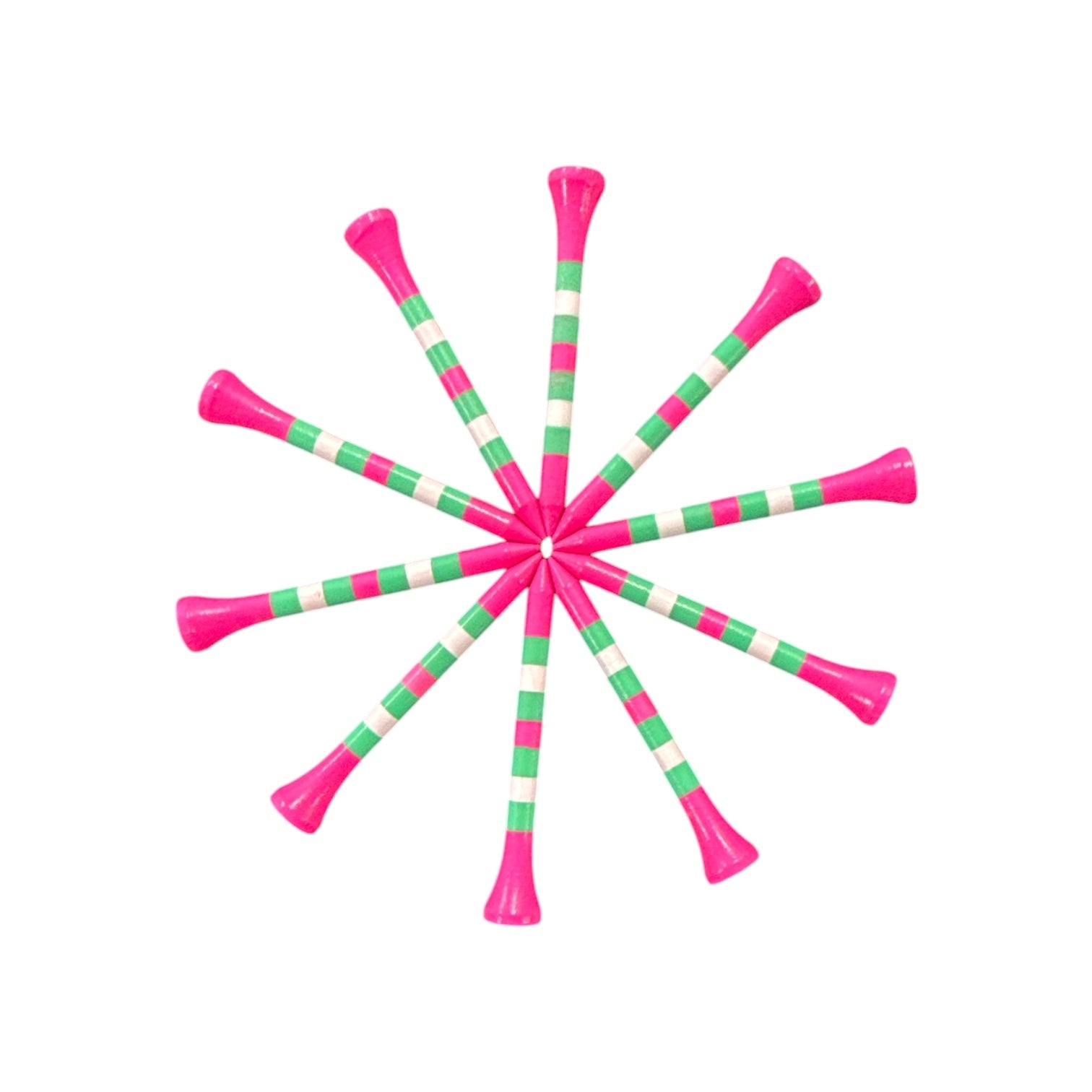 Pink Green Stripe Premium Wooden Golf Tees | 2 3/4” Standard Size | 45 Pack Set | Durable Painted Wood Tees | Unique Designs - STAND OUT FLEXSARAH