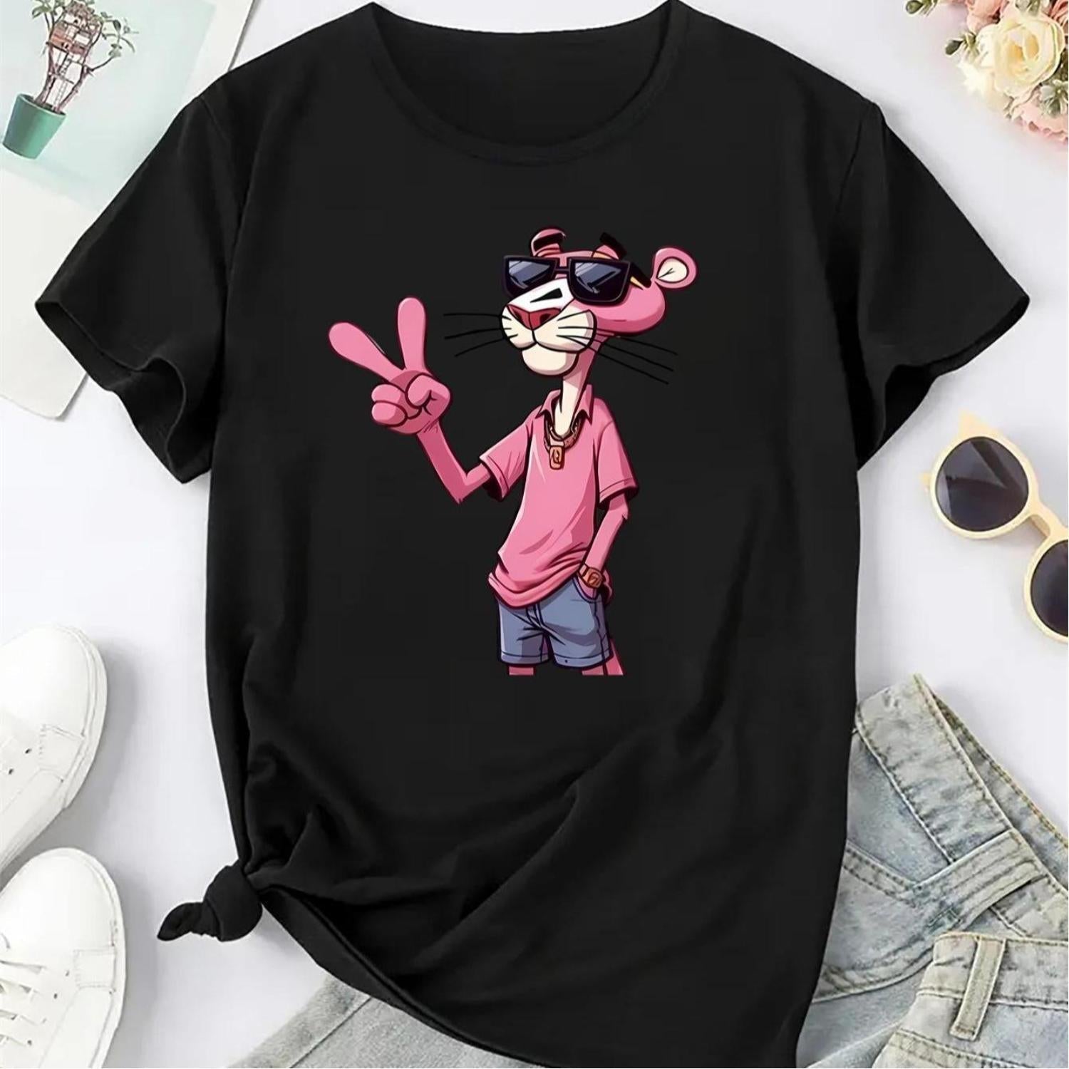 Pink Panther Women's Graphic T-Shirt - All-Season Fashion Top - STAND OUT FLEXSARAH