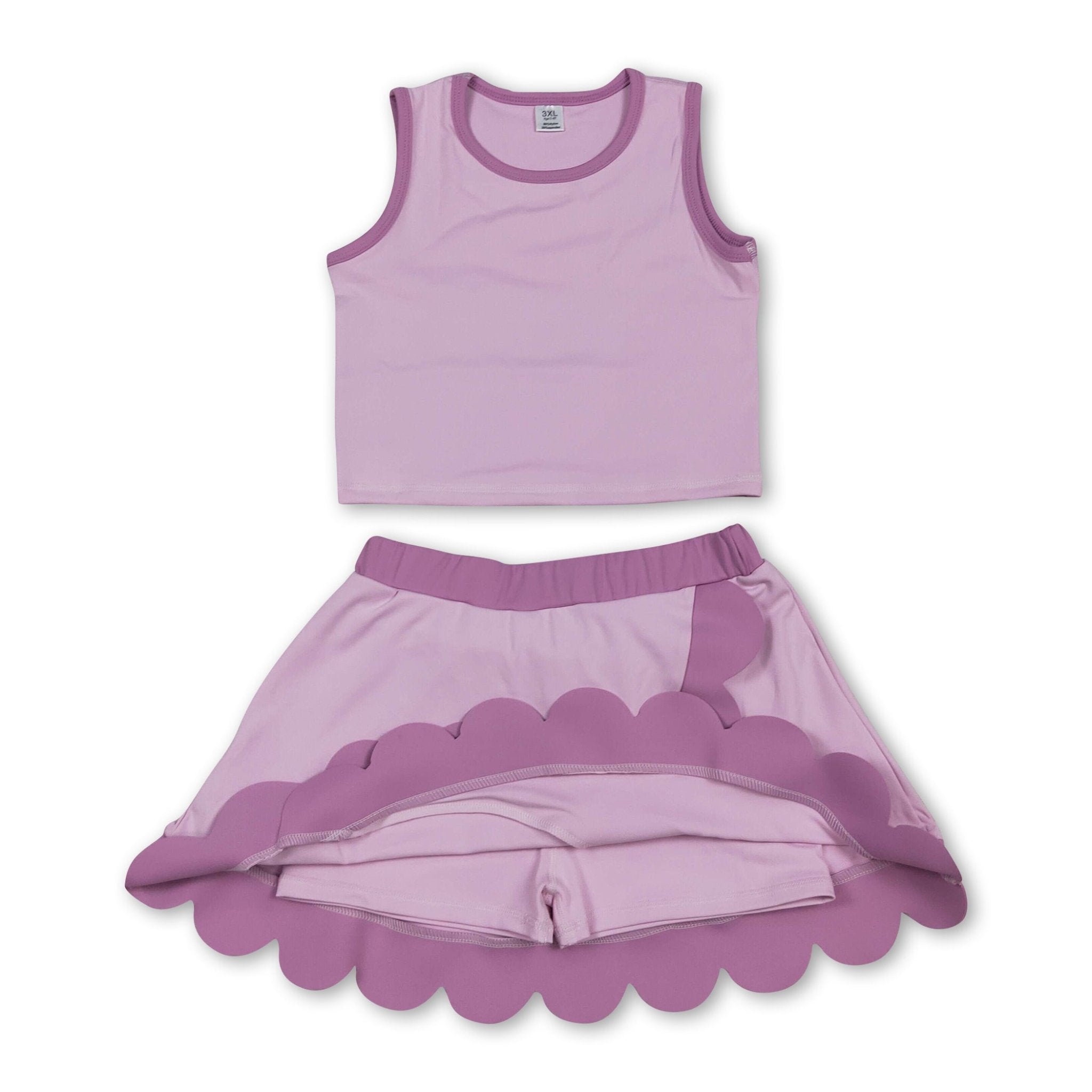 Pink scallop princess girls summer active wear set - STAND OUT FLEXSARAH