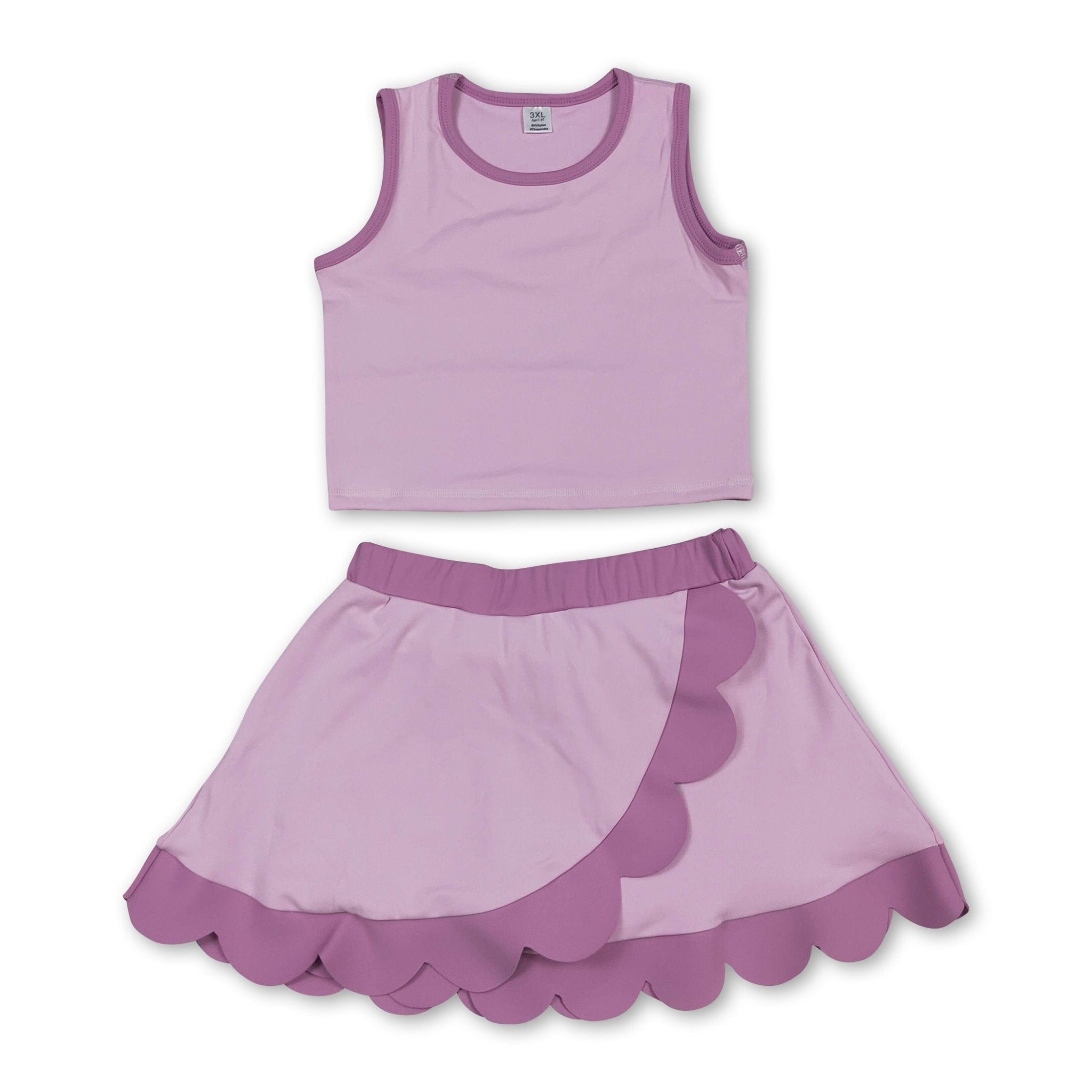 Pink scallop princess girls summer active wear set - STAND OUT FLEXSARAH