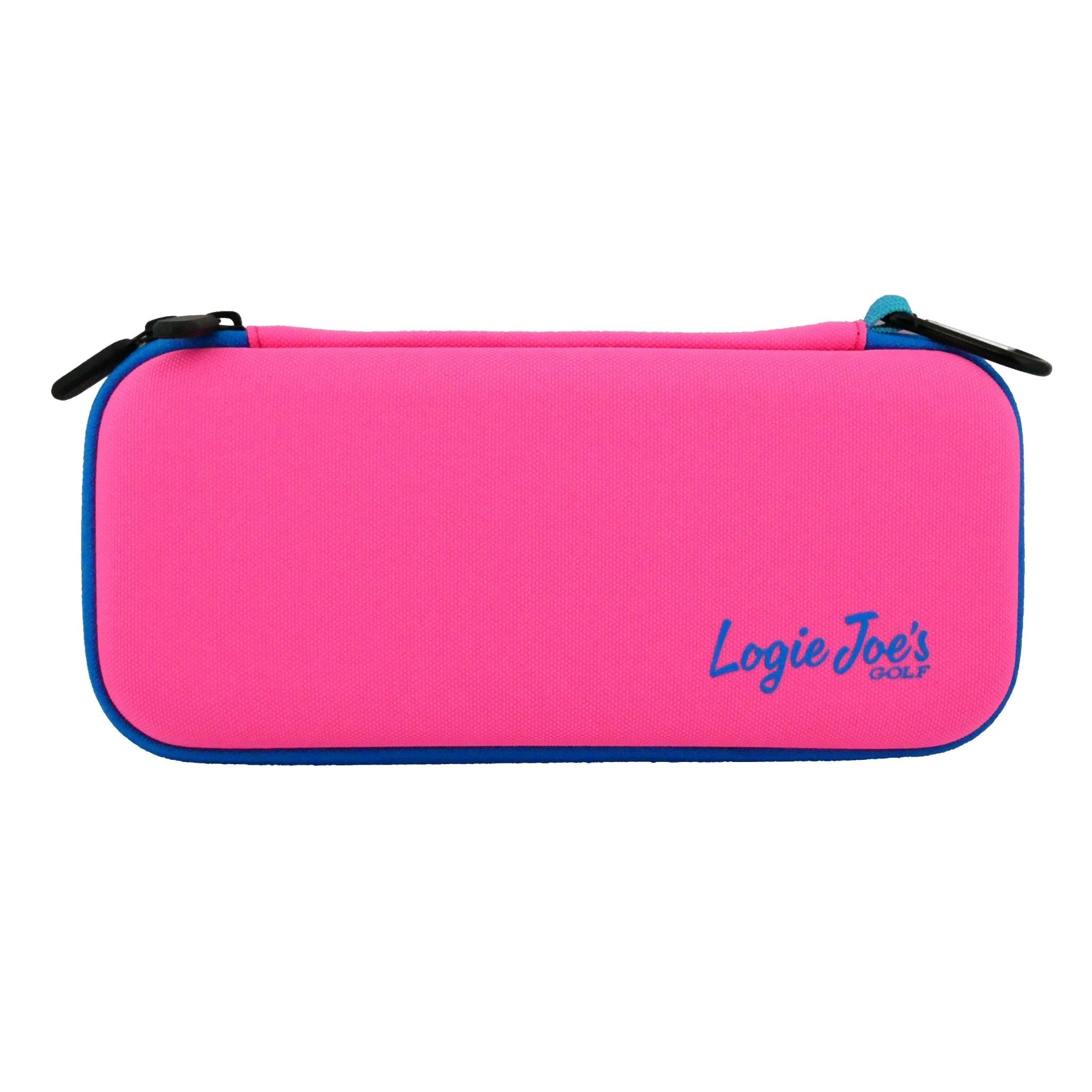 Pink/Blue Golf Accessory Case | Zippered Organizer for Ball Markers, Tees, Divot Tools & Glove | Portable Golf Storage Case | Hard Shell Travel Case for Golf Accessories - STAND OUT FLEXSARAH