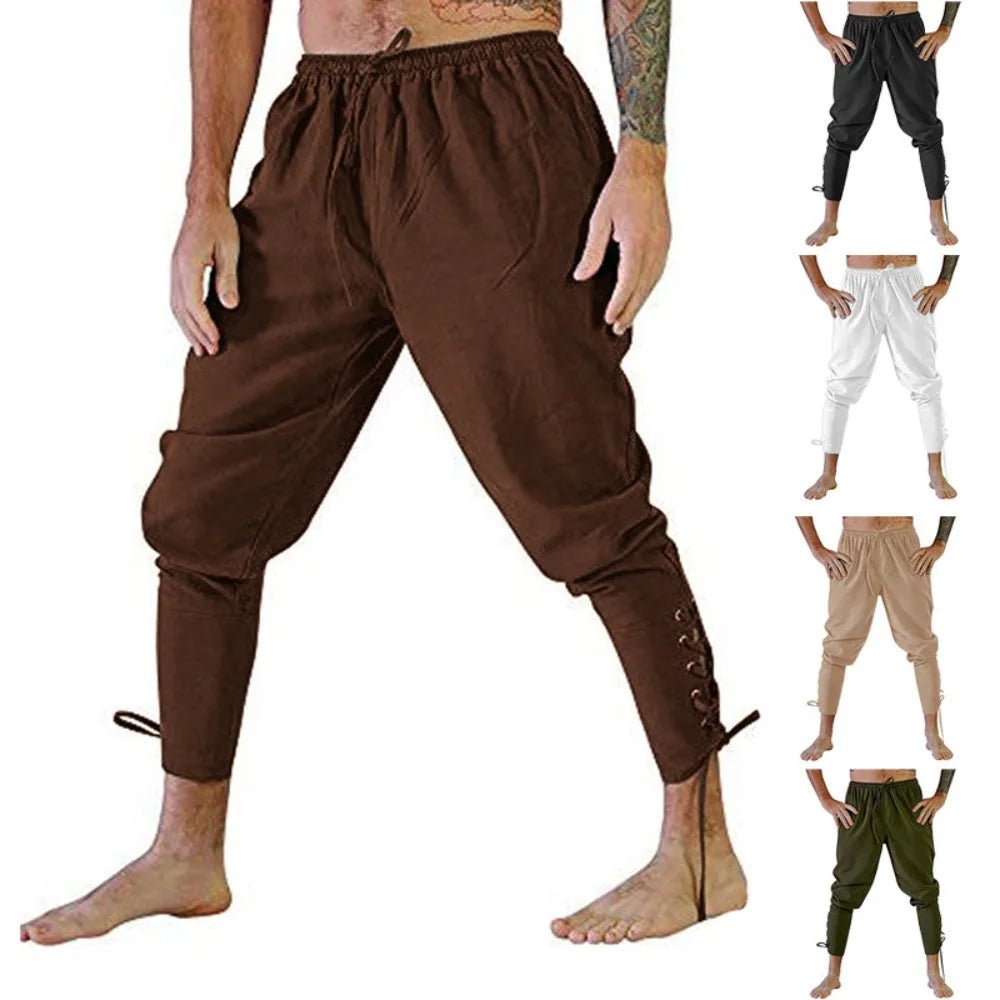 Pirate Pant Viking Costume for Men Renaissance Medieval Pants Drawstring Shorts Halloween Costume Adult Cosplay - STAND OUT FLEXSARAH