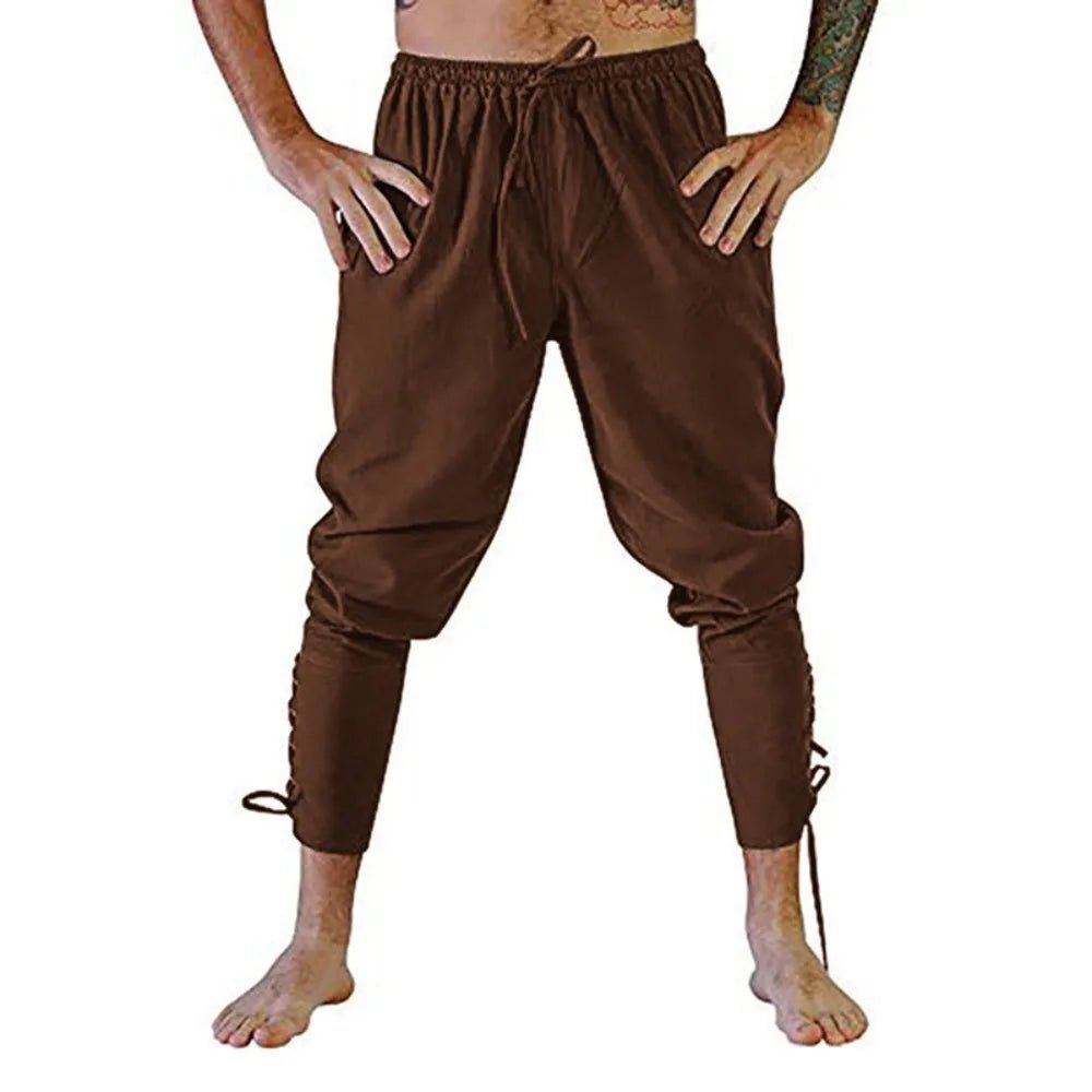 Pirate Pant Viking Costume for Men Renaissance Medieval Pants Drawstring Shorts Halloween Costume Adult Cosplay - STAND OUT FLEXSARAH