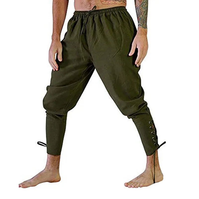 Pirate Pant Viking Costume for Men Renaissance Medieval Pants Drawstring Shorts Halloween Costume Adult Cosplay - STAND OUT FLEXSARAH