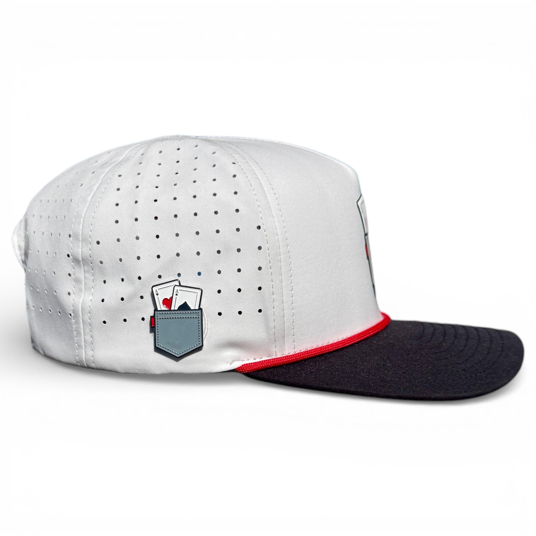 Pocket Aces Golf Hat | Snapback Cap | Built-in Magnetic Ball Marker Holder + Marker Included | Adjustable Gray & Black - STAND OUT FLEXSARAH