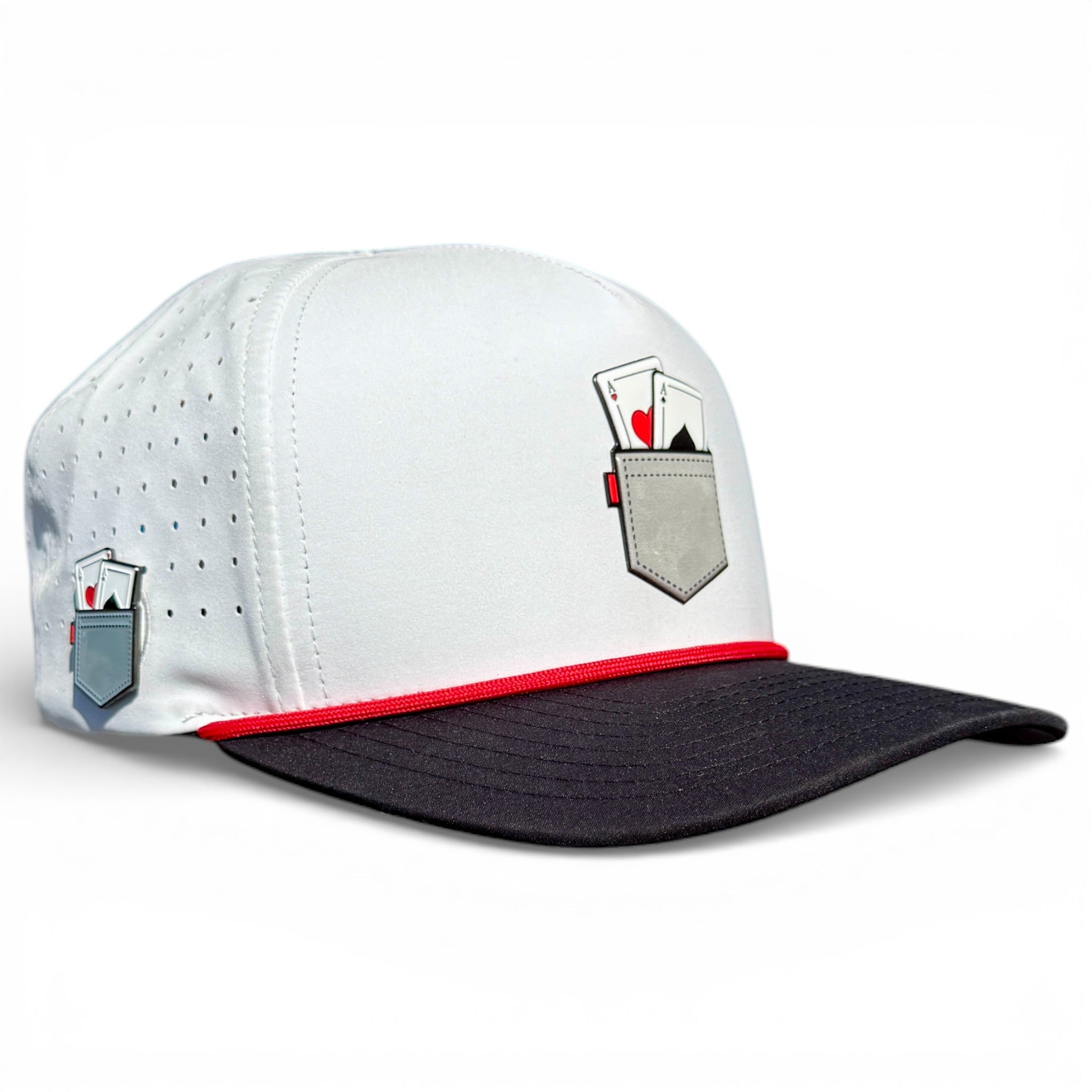 Pocket Aces Golf Hat | Snapback Cap | Built-in Magnetic Ball Marker Holder + Marker Included | Adjustable Gray & Black - STAND OUT FLEXSARAH