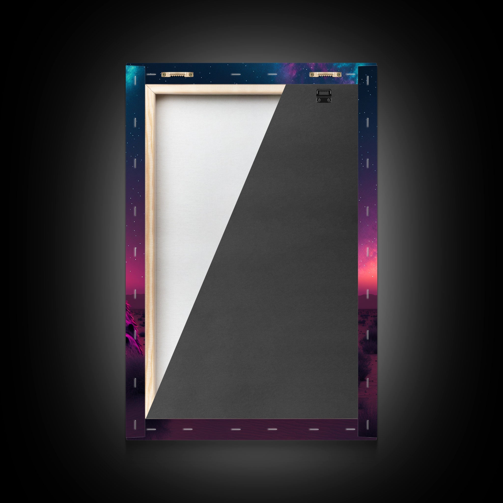 Portrait of a Neon Hyena, Laughing Hyenas, Framed Canvas Print, Unique Wall Art, Kid Room Art, Synthwave Retro Style Decor - STAND OUT FLEXSARAH