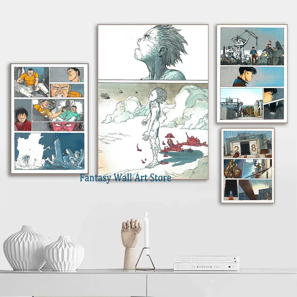 Poster Manga Page Akira 80s Wall Decor Vintage Comic Manga Japanese Animation Wall Decor Akira Comics Book Canvas Painting Gift - STAND OUT FLEXSARAH