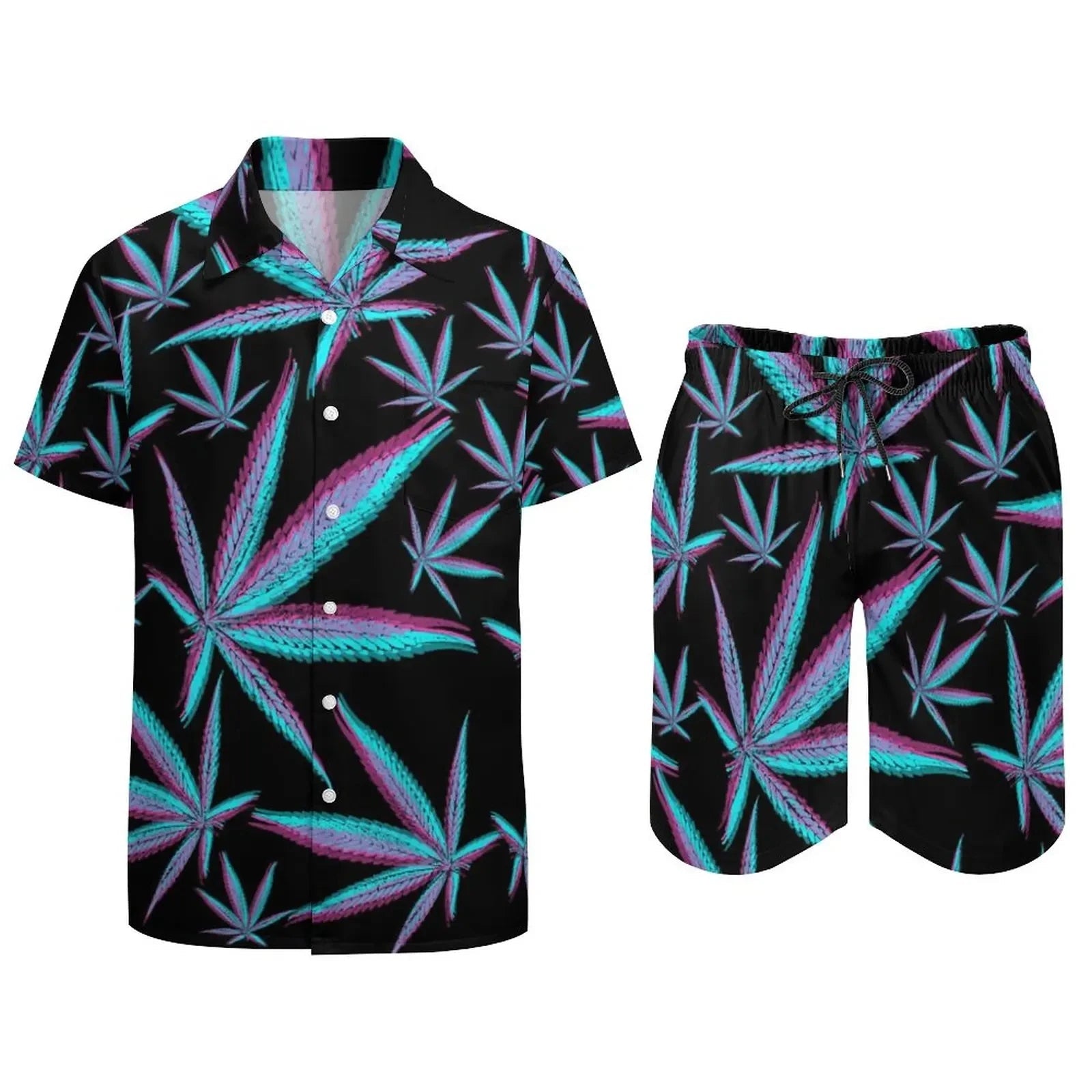 Psychedelic Magic Mushroom Men Sets Printed 3D print Casual Shirt Beach Shorts Oversized 2Pcs set Vacation Hawaiian Man Suits - STAND OUT FLEXSARAH