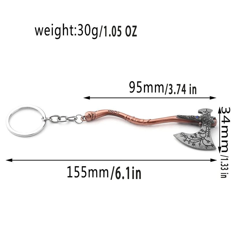 Punk Fashion Jewelry God Of War 4 Kratos Axe Keychains Exquisite Crystal Carved pattern Axe Pendant key holder Souvenir jewelry - STAND OUT FLEXSARAH