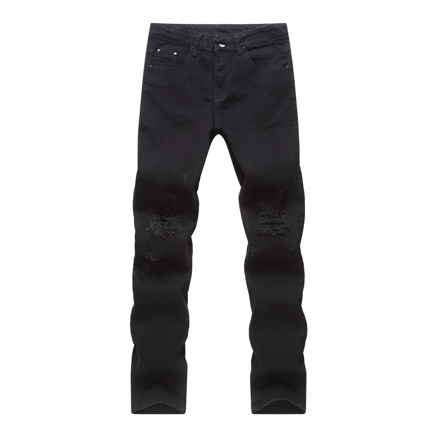Punk Street Style Ripped Skinny Jeans Men Vintage Wash Solid Denim Trouser Mens Casual Slim Fit Pencil Denim Holes Pants 2024 - STAND OUT FLEXSARAH