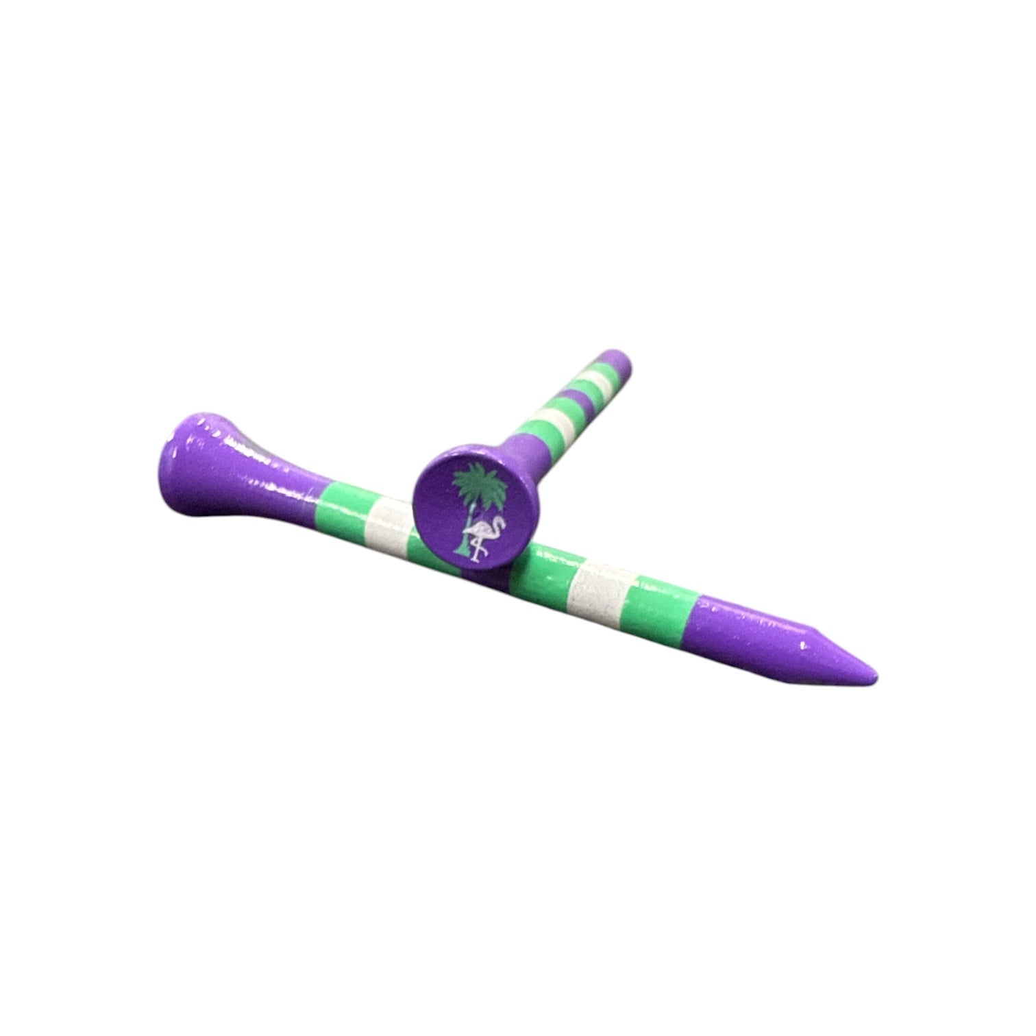 Purple Mint Stripe Premium Wooden Golf Tees | 2 3/4” Standard Size | 45 Pack Set | Durable Painted Wood Tees | Unique Designs - STAND OUT FLEXSARAH