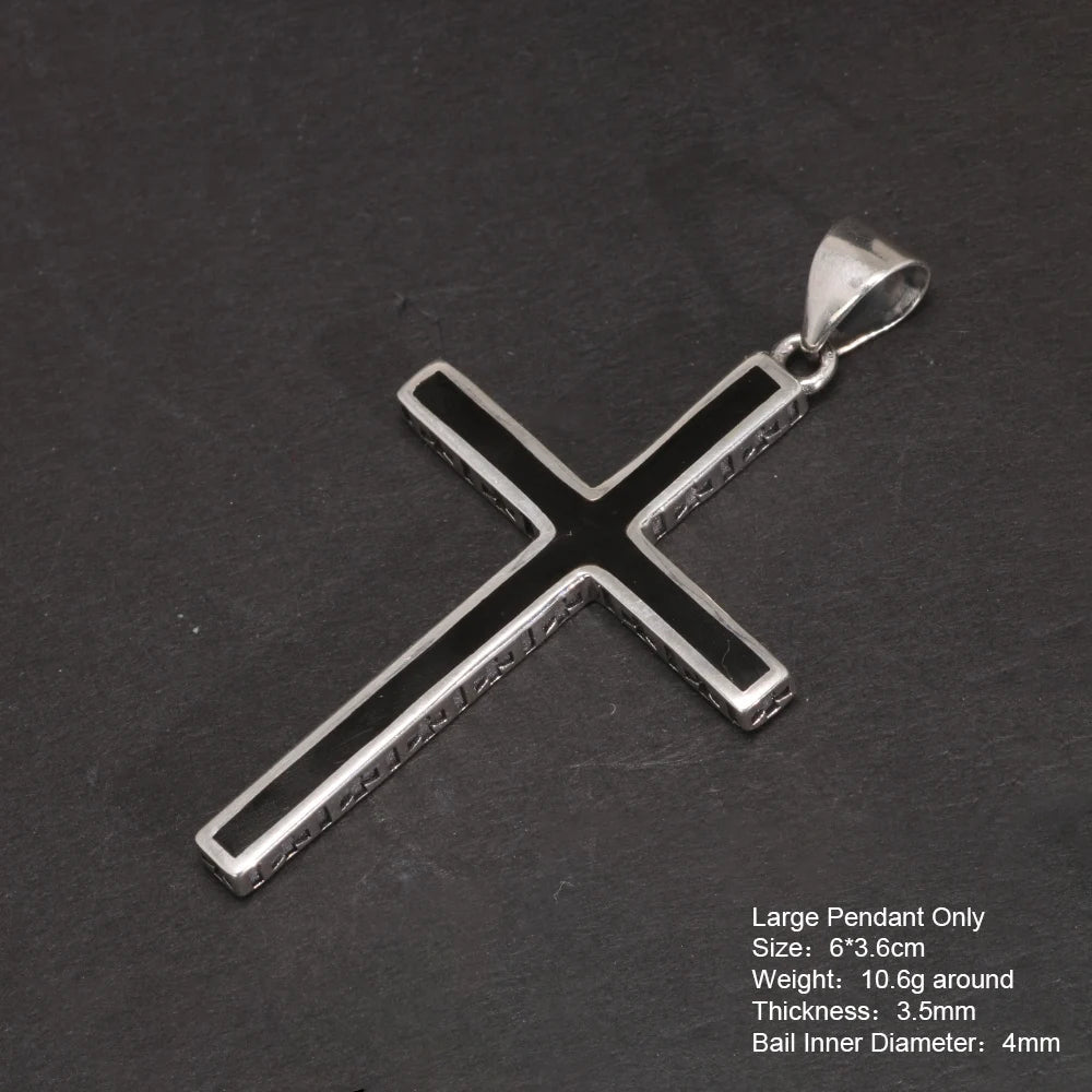 Real Solid 925 Sterling Silver Crosses For Men Christian Black Jesus Pendant Couples Women Lovers Fine Jewelry - STAND OUT FLEXSARAH