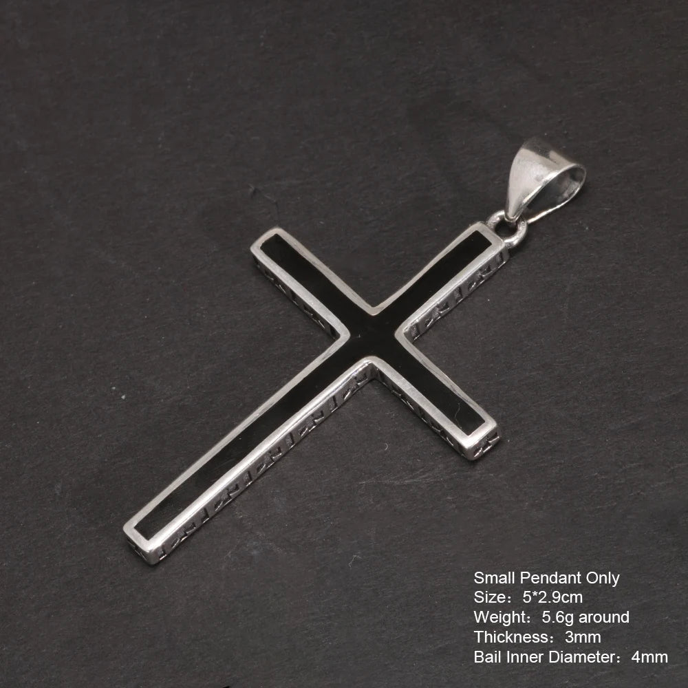 Real Solid 925 Sterling Silver Crosses For Men Christian Black Jesus Pendant Couples Women Lovers Fine Jewelry - STAND OUT FLEXSARAH