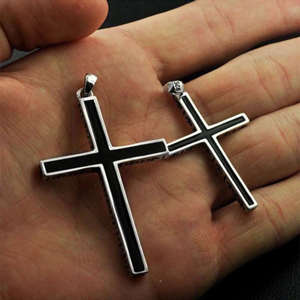 Real Solid 925 Sterling Silver Crosses For Men Christian Black Jesus Pendant Couples Women Lovers Fine Jewelry - STAND OUT FLEXSARAH