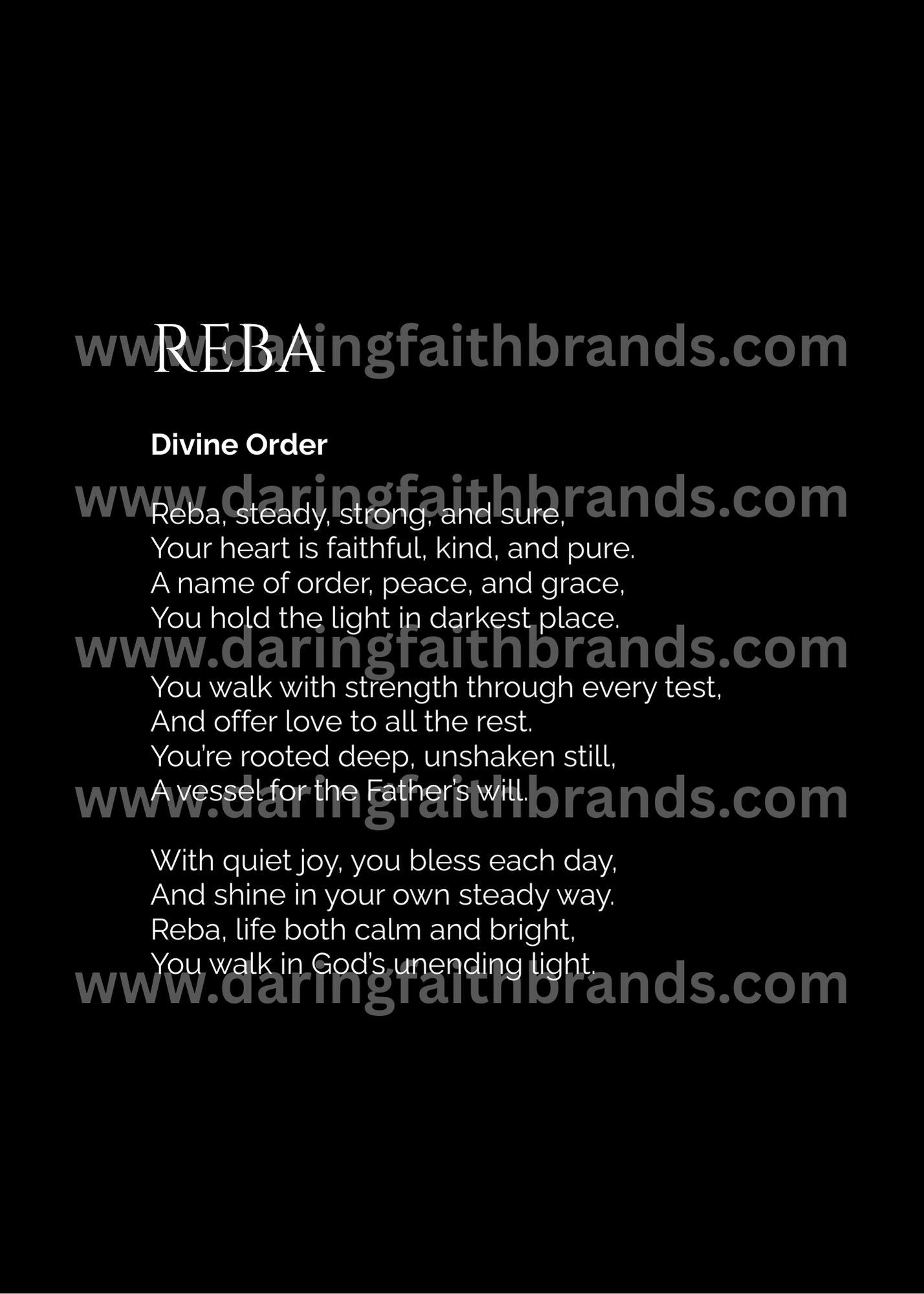 Reba - Name Meaning Poem - Digital Download - STAND OUT FLEXSARAH
