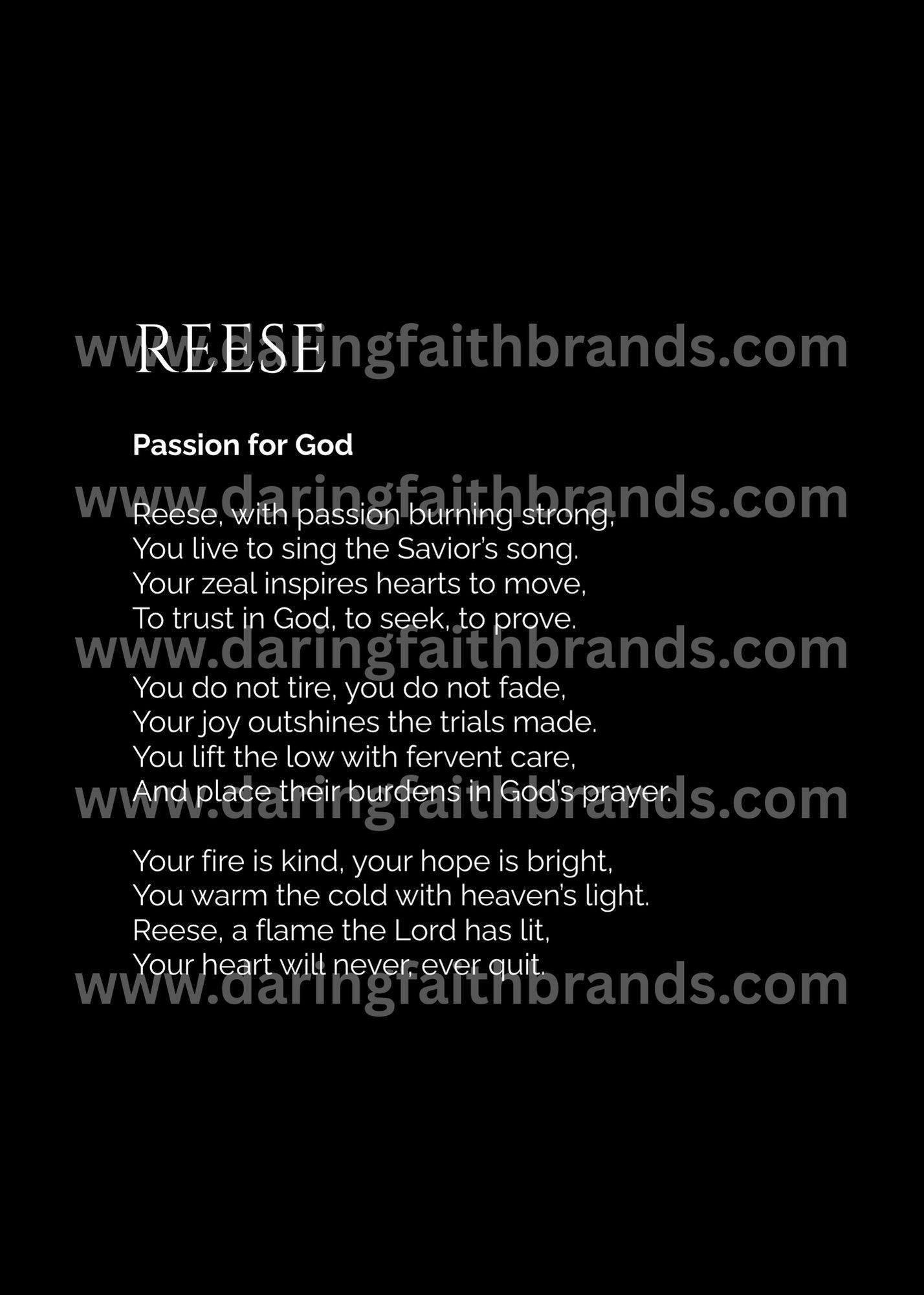 Reese - Name Meaning Poem - Digital Download - STAND OUT FLEXSARAH