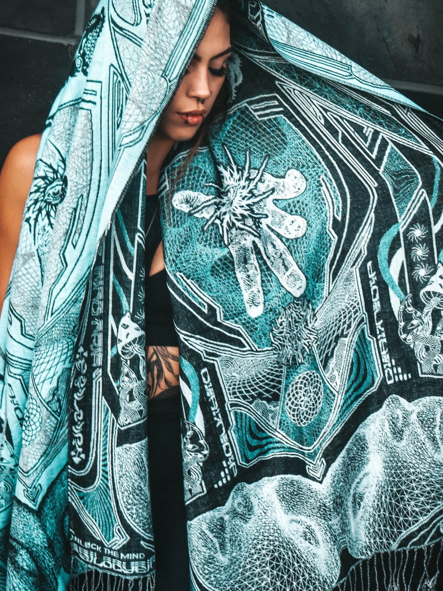 RESTOCKED ✦ GOLDEN TEACHERS V1 • AQUAMARINE • Festival Shawl/Scarf - STAND OUT FLEXSARAH