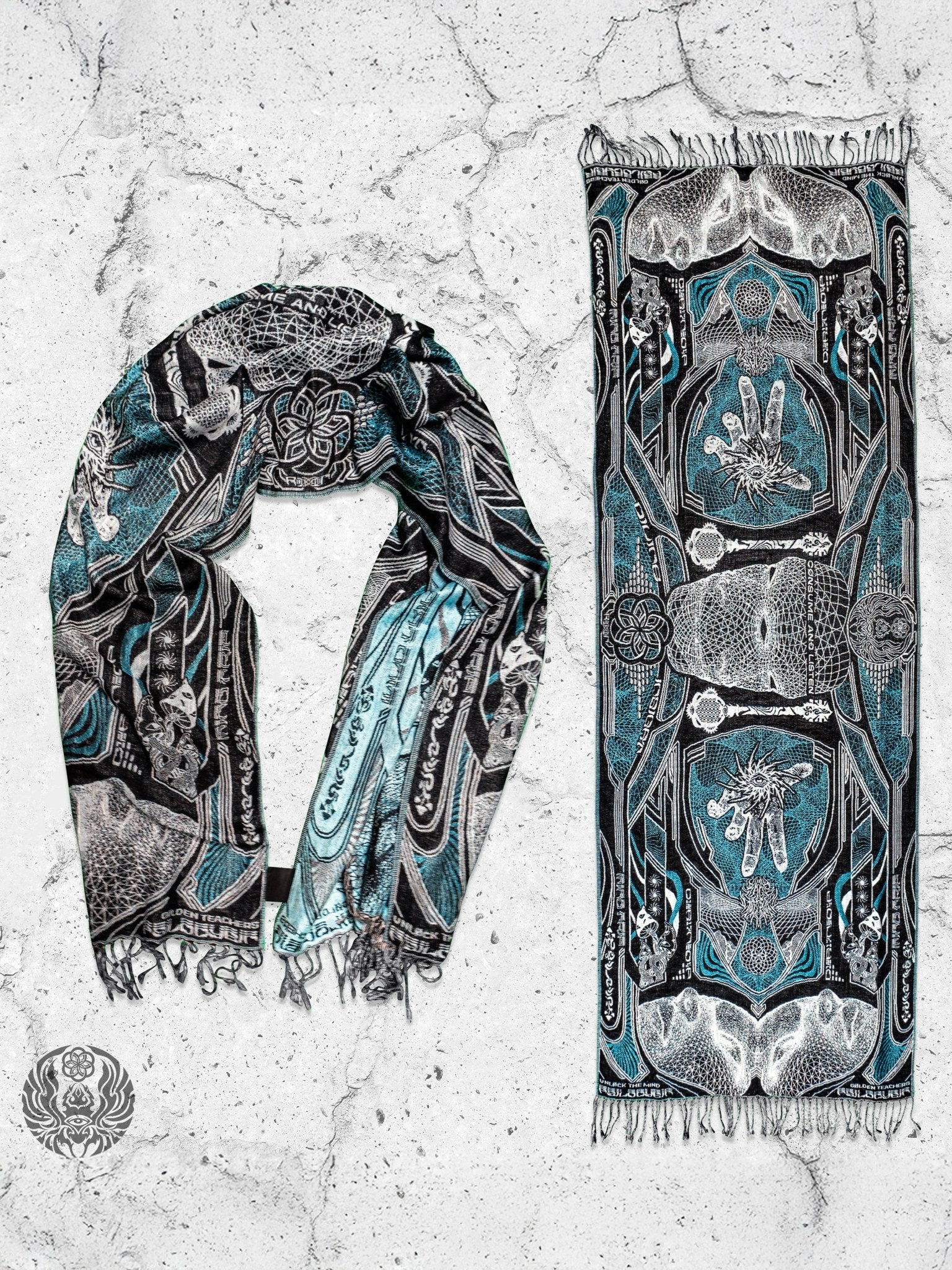 RESTOCKED ✦ GOLDEN TEACHERS V1 • AQUAMARINE • Festival Shawl/Scarf - STAND OUT FLEXSARAH