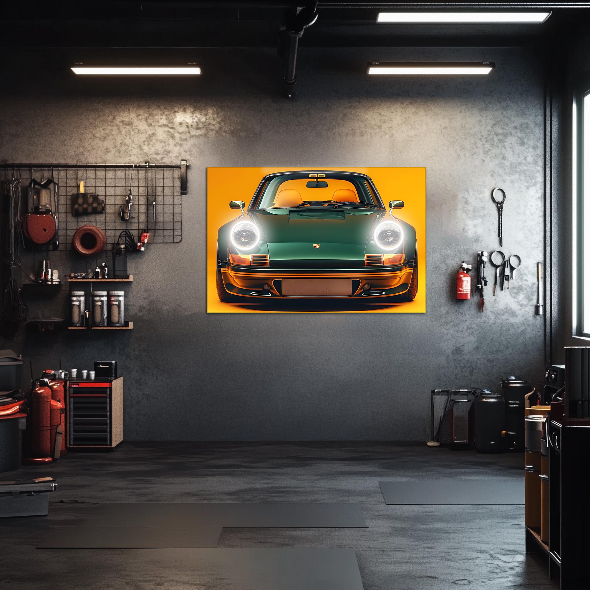 Retro Car Neon Wall Art - UV Printed Plexiglass LED Sign for Garage, Man Cave, Office & Game Room - Adjustable Dimmer Light - STAND OUT FLEXSARAH