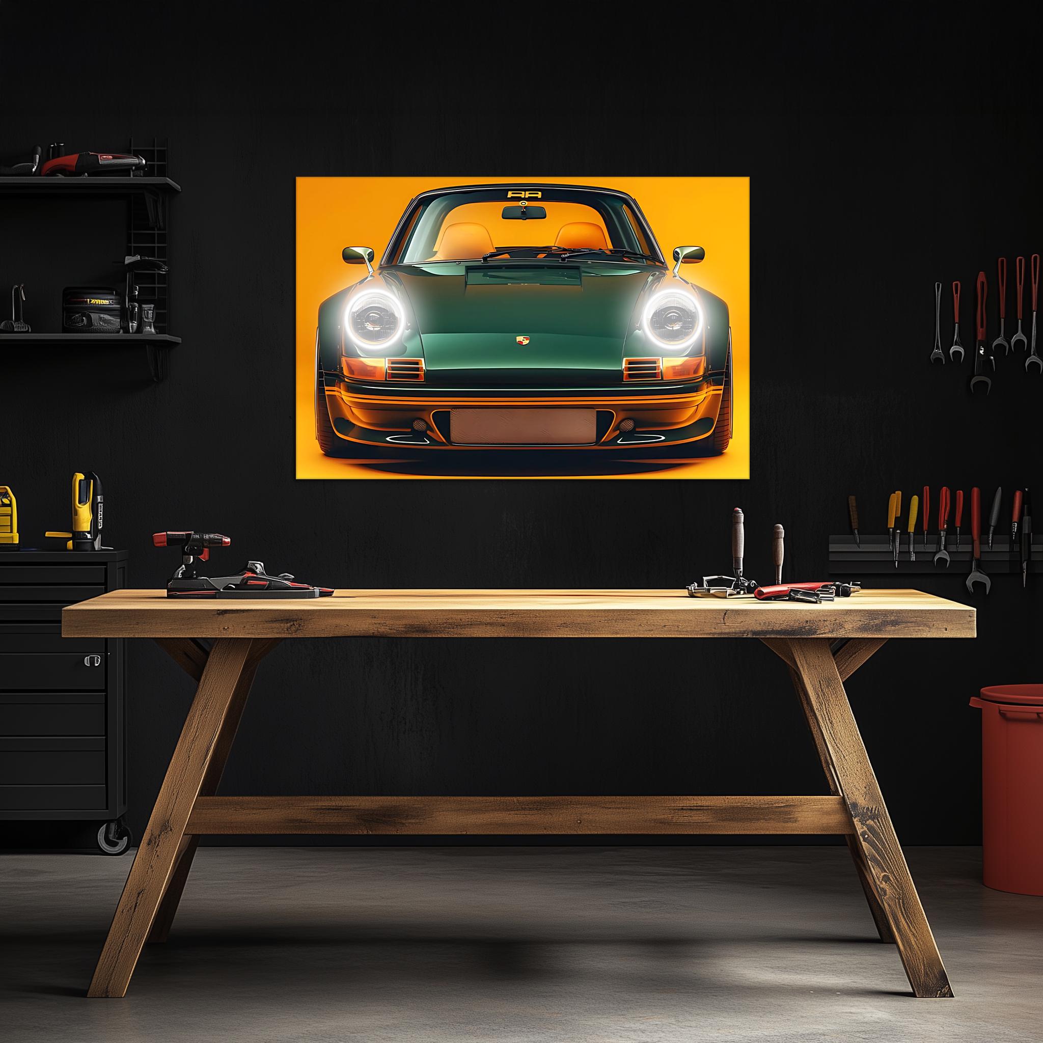 Retro Car Neon Wall Art - UV Printed Plexiglass LED Sign for Garage, Man Cave, Office & Game Room - Adjustable Dimmer Light - STAND OUT FLEXSARAH