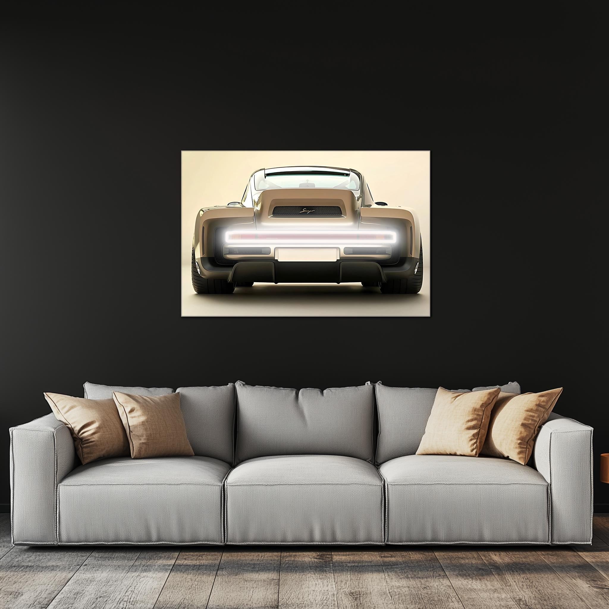 Retro Futuristic Car Neon Wall Art - UV Printed LED Plexiglass Sign for Garage, Man Cave & Showroom - Adjustable Light and Free Shipping - STAND OUT FLEXSARAH