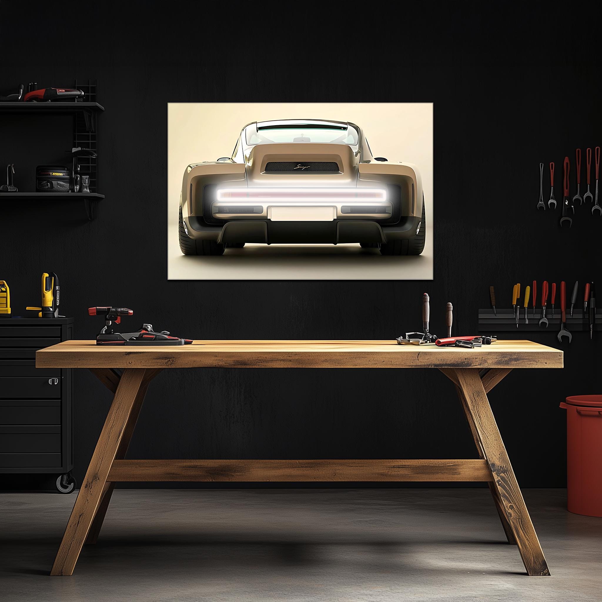Retro Futuristic Car Neon Wall Art - UV Printed LED Plexiglass Sign for Garage, Man Cave & Showroom - Adjustable Light and Free Shipping - STAND OUT FLEXSARAH