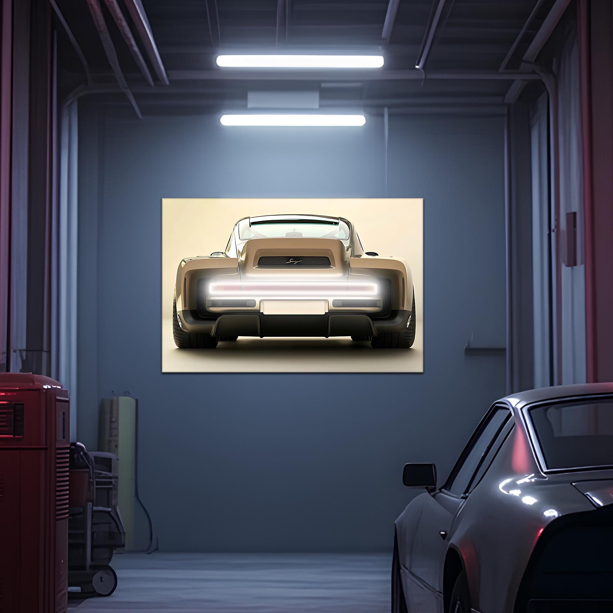 Retro Futuristic Car Neon Wall Art - UV Printed LED Plexiglass Sign for Garage, Man Cave & Showroom - Adjustable Light and Free Shipping - STAND OUT FLEXSARAH