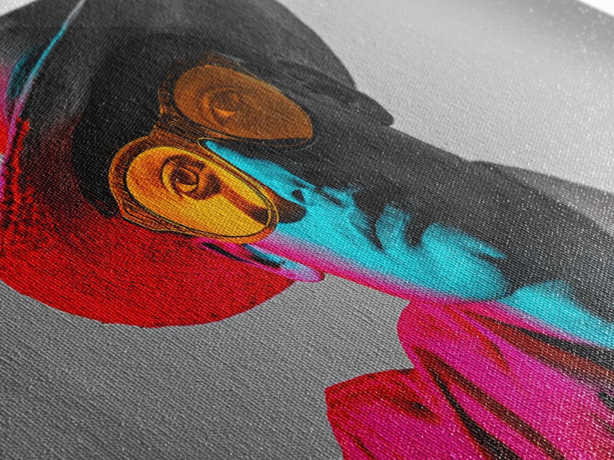 Retro Pop Portrait, Neon Style, Cowboy Glasses, Framed Canvas Print, Modern Pop Art, Color Splash Decor, Bedroom Wall Art, Urban Art - STAND OUT FLEXSARAH