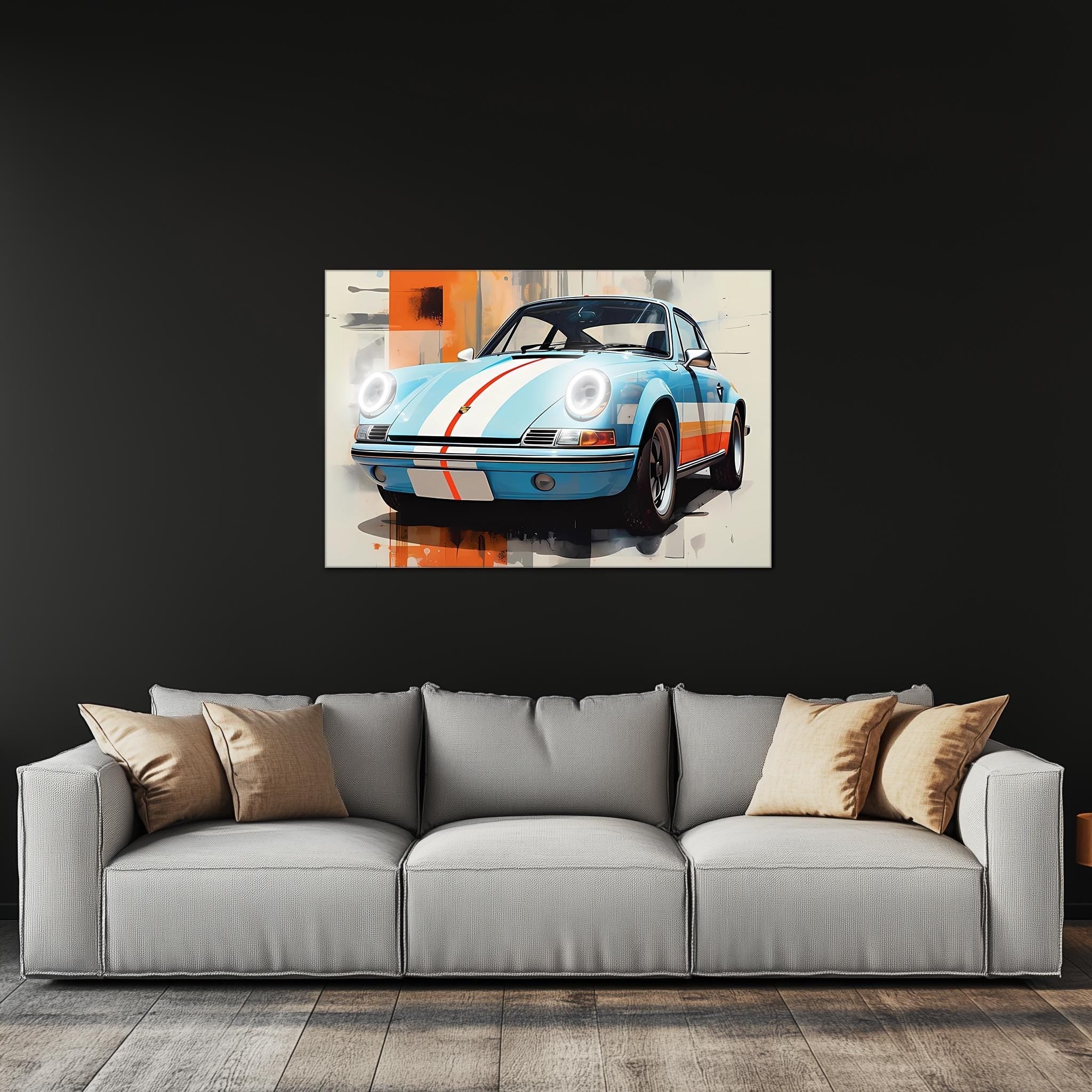Retro Racing Car Neon Wall Art - UV Printed LED Plexiglass Sign for Garage, Man Cave & Classic Car Fans - Adjustable Light and Free Shipping - STAND OUT FLEXSARAH