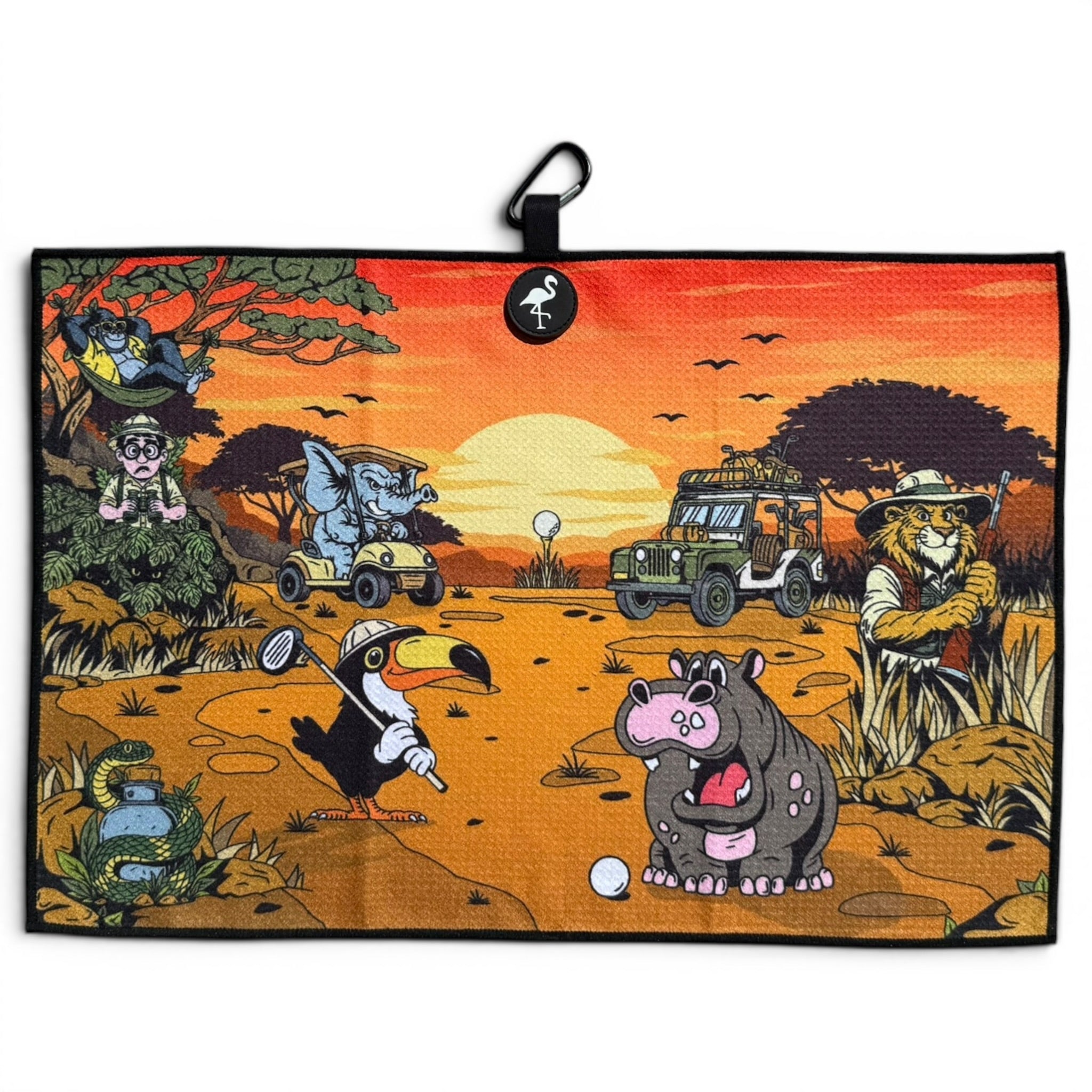 Safari Expedition: Lost Fairway Golf Towel | 24” x 16” Microfiber Towel | Magnetic Clip & Carabiner | Premium Golf Accessory - STAND OUT FLEXSARAH
