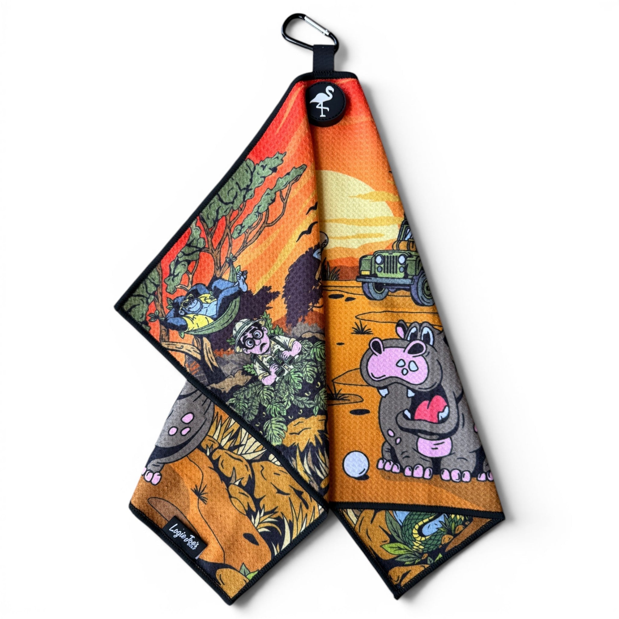 Safari Expedition: Lost Fairway Golf Towel | 24” x 16” Microfiber Towel | Magnetic Clip & Carabiner | Premium Golf Accessory - STAND OUT FLEXSARAH