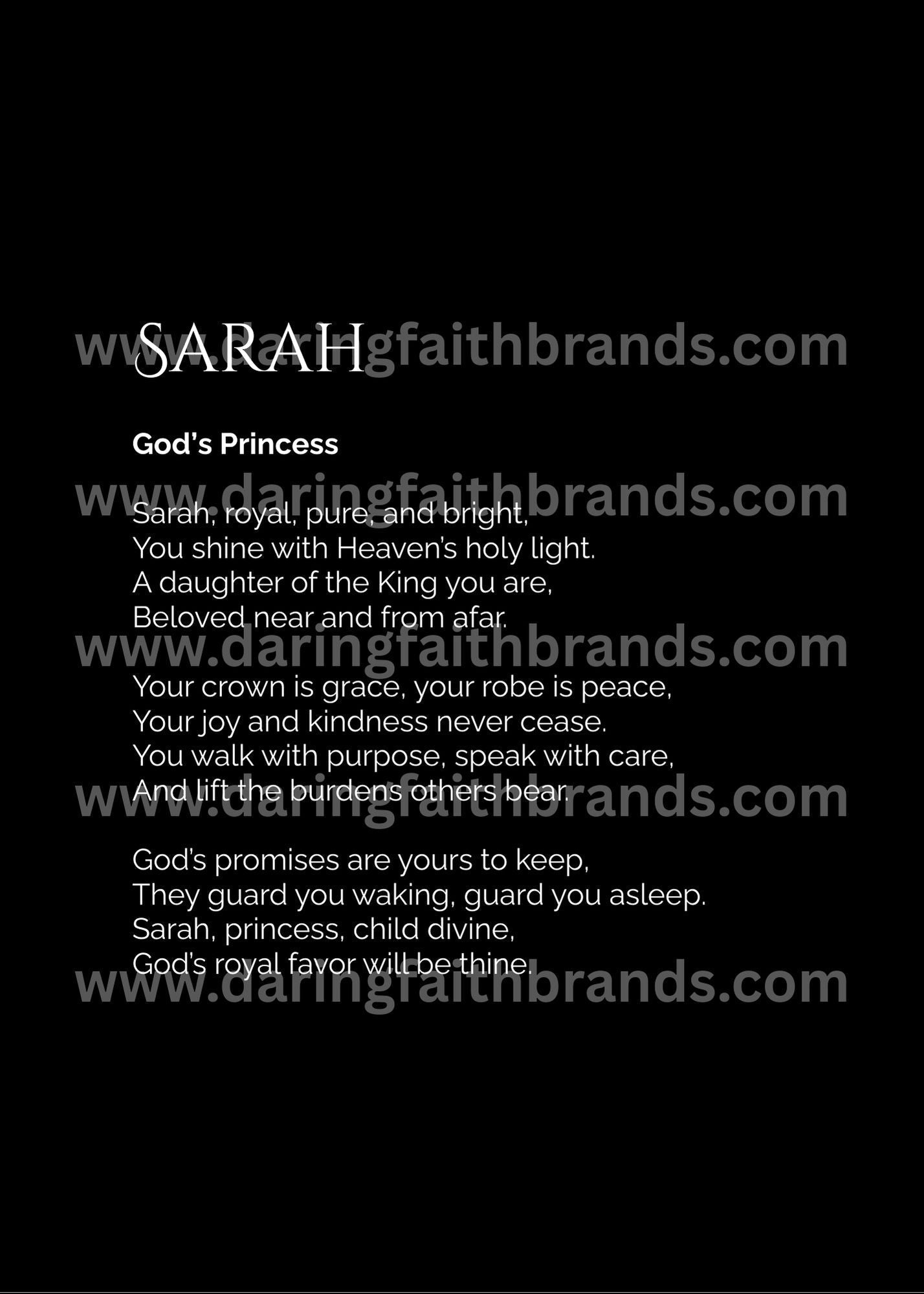 Sarah - Name Meaning Poem - Digital Download - STAND OUT FLEXSARAH