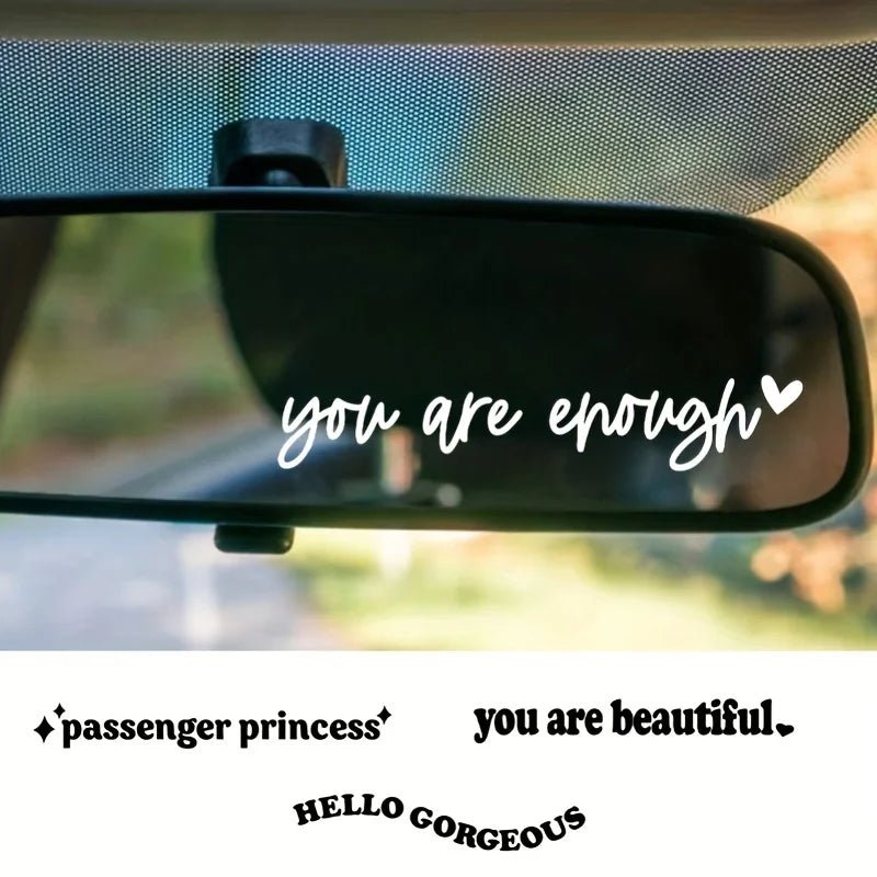 Self-Care Motivational Rearview Mirror Decal | Cute Car Vinyl Sticker - STAND OUT FLEXSARAH
