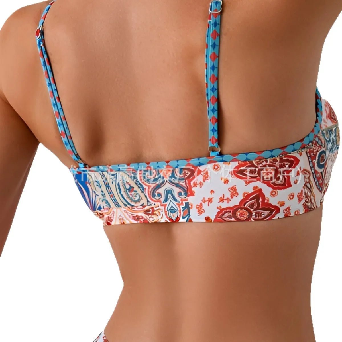 Sexy Floral Print Women's Bikini Set Fashionable Trendy Strapless Backless Design with Chest Pad No Steel Support for Swimming - STAND OUT FLEXSARAH
