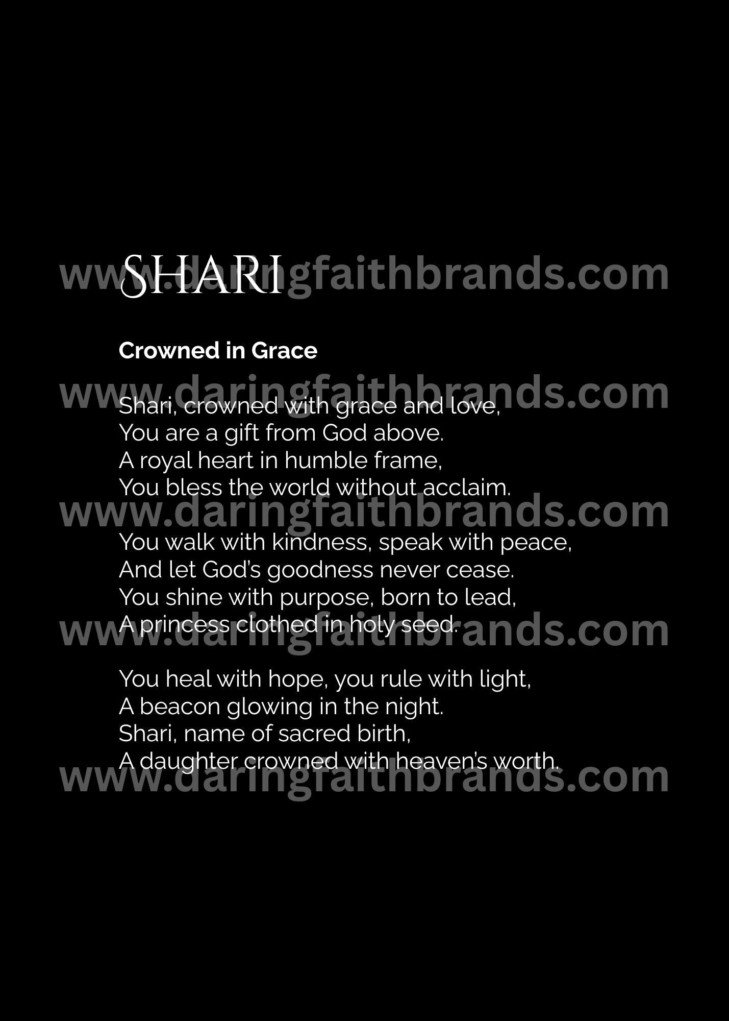 Shari - Name Meaning Poem - Digital Download - STAND OUT FLEXSARAH
