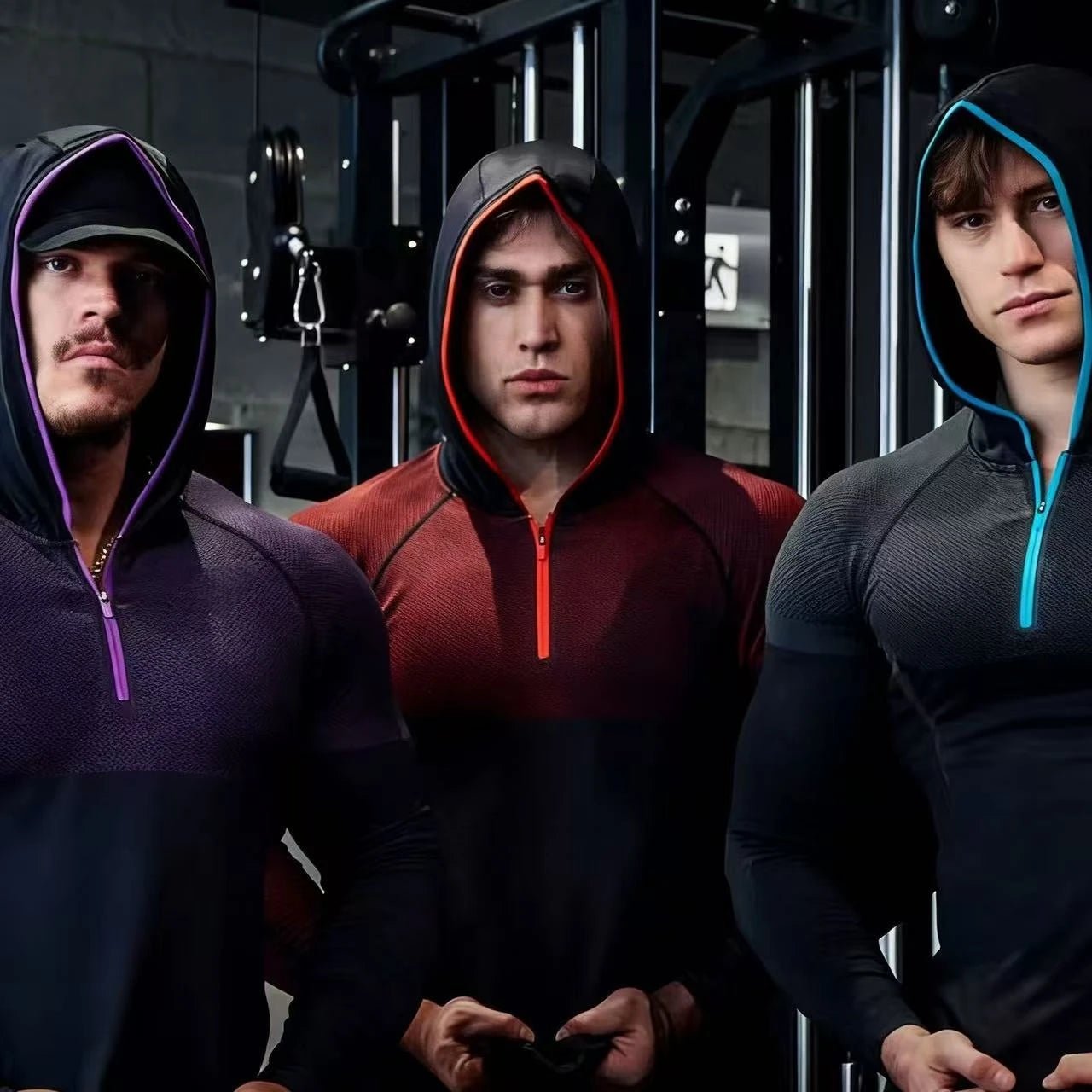 SHARK new fitness long sleeved men's hooded base shirt GYM ONYX5.0 agate high elasticity T-shirt fitness suit - STAND OUT FLEXSARAH