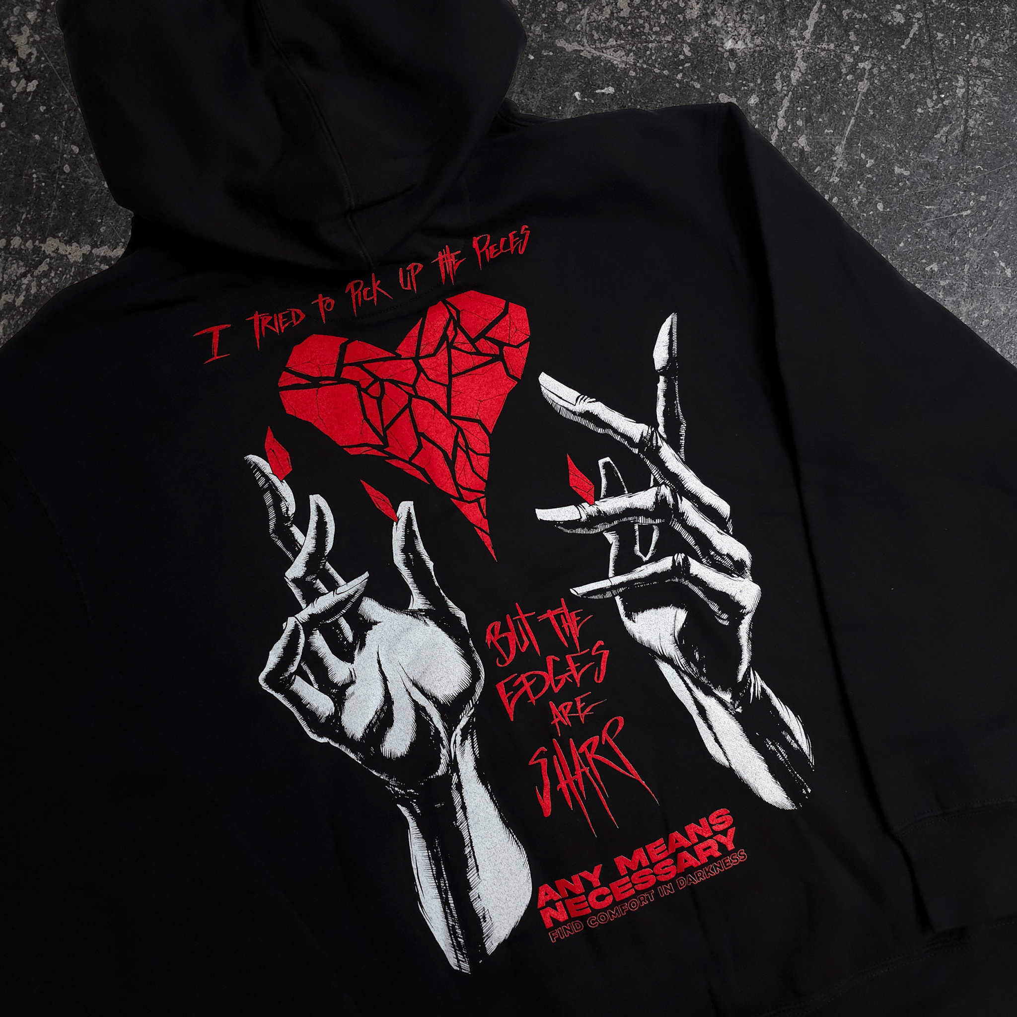 Sharp Edges Zip Up Hoodie Black - STAND OUT FLEXSARAH