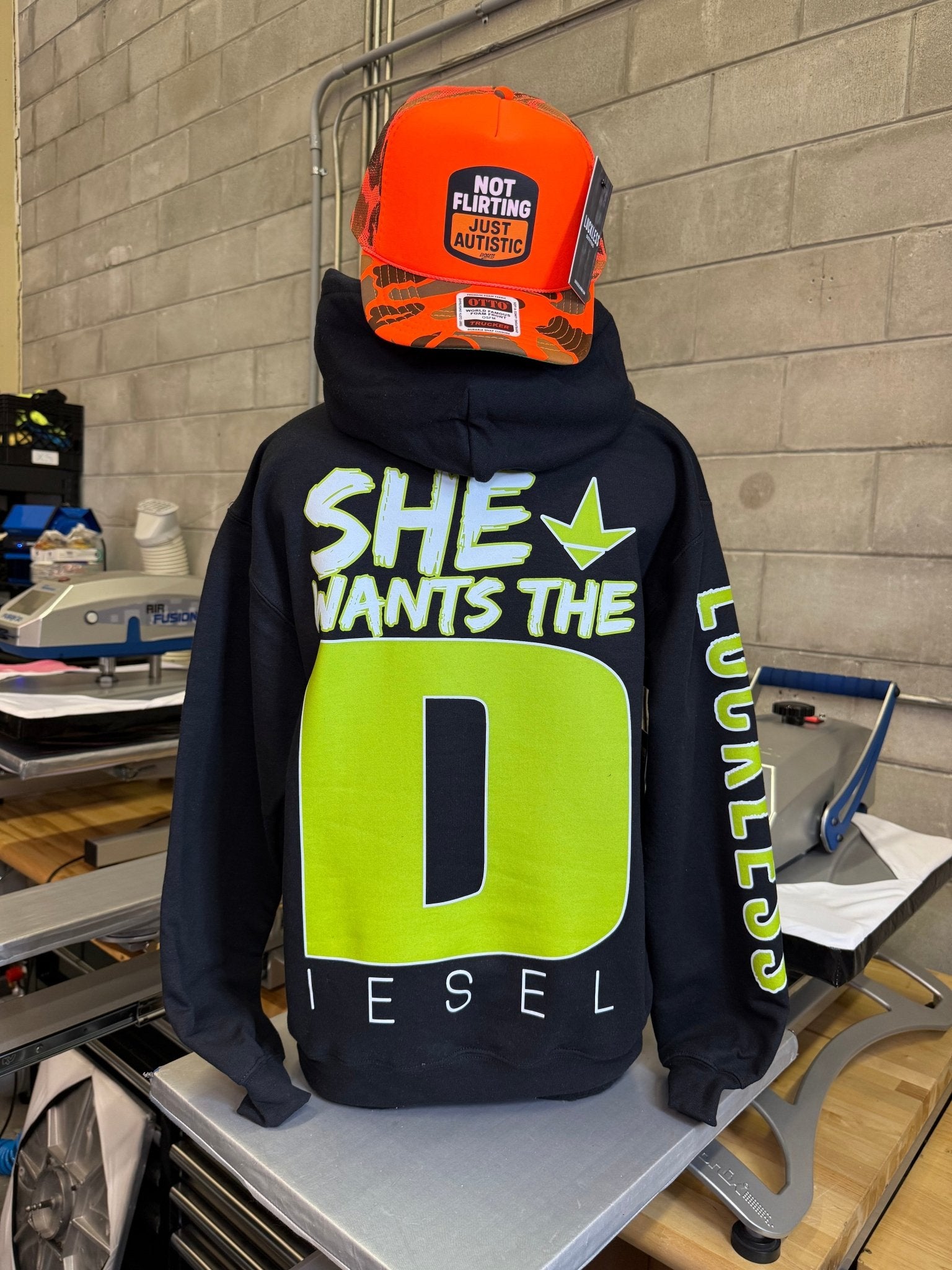 She Wants the Diesel | Funny Men's and Women's Black Country Hoodie - STAND OUT FLEXSARAH