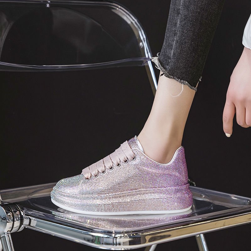 Shoes Women Sports White Shine with Rhinestone Shoes - STAND OUT FLEXSARAH