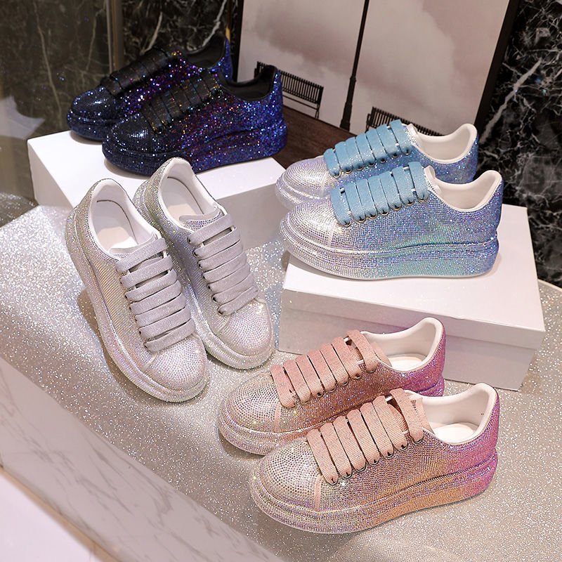 Shoes Women Sports White Shine with Rhinestone Shoes - STAND OUT FLEXSARAH
