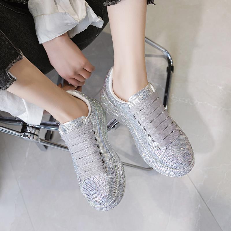 Shoes Women Sports White Shine with Rhinestone Shoes - STAND OUT FLEXSARAH