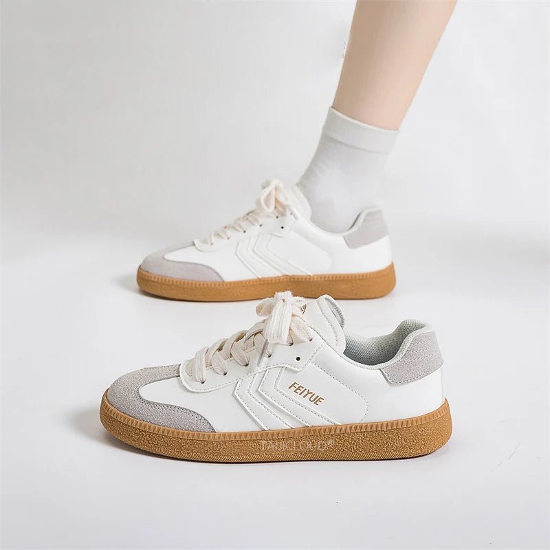 Silver Women's Retro German Training Shoes, Ballet-Inspired Soft Sole Versatile Casual Flat Skate Sneakers for Sports & Daily We - STAND OUT FLEXSARAH