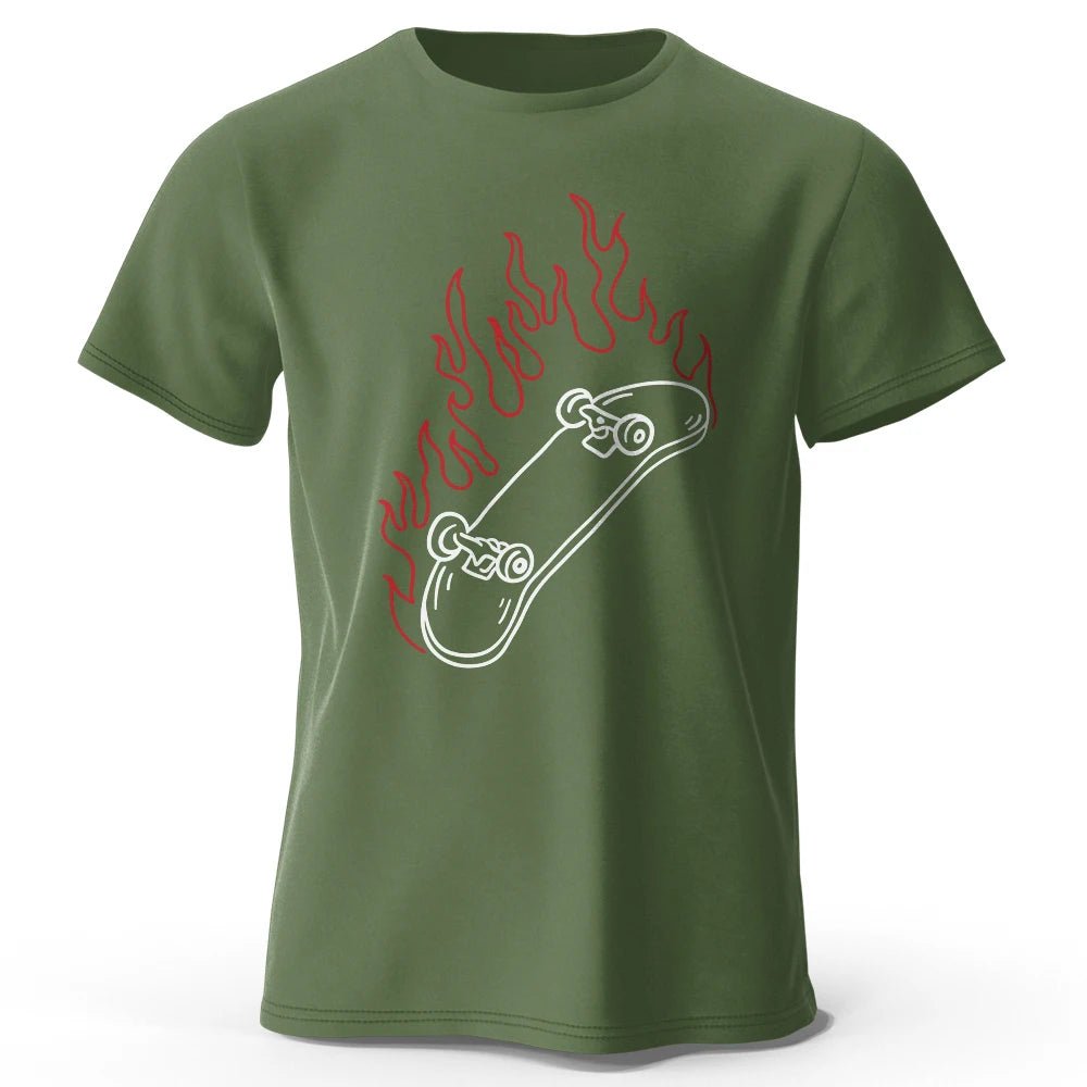 Skateboard Lovers Summer Men’s Graphic T-Shirt in 100% Cotton Oversized HIP HOP Style Tops Tees for Streetwear - STAND OUT FLEXSARAH