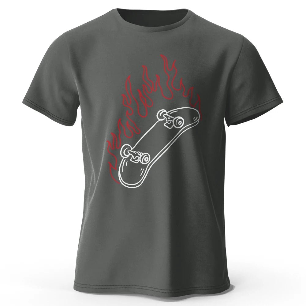 Skateboard Lovers Summer Men’s Graphic T-Shirt in 100% Cotton Oversized HIP HOP Style Tops Tees for Streetwear - STAND OUT FLEXSARAH