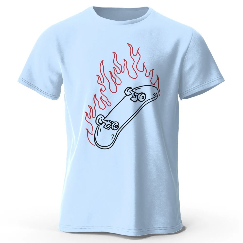 Skateboard Lovers Summer Men’s Graphic T-Shirt in 100% Cotton Oversized HIP HOP Style Tops Tees for Streetwear - STAND OUT FLEXSARAH