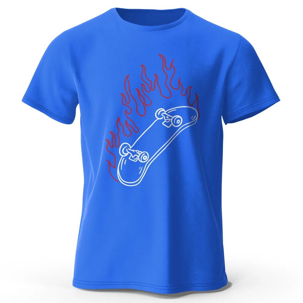 Skateboard Lovers Summer Men’s Graphic T-Shirt in 100% Cotton Oversized HIP HOP Style Tops Tees for Streetwear - STAND OUT FLEXSARAH